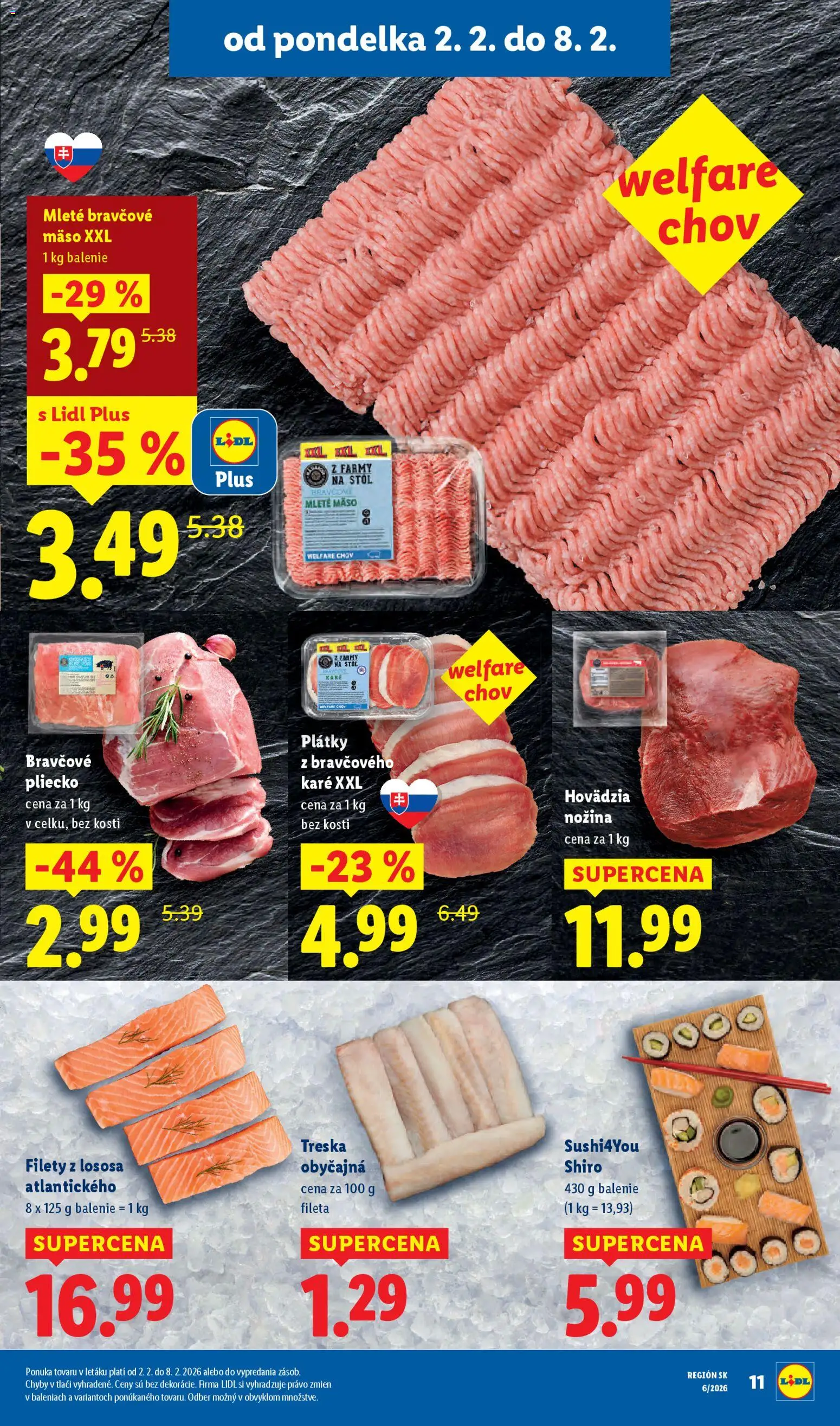 Nové Lidl akcie – leták je platný od 02.02.2026 | Strana: 15 | Produkty: Stôl, Bravčové mäso, Mleté mäso, Treska