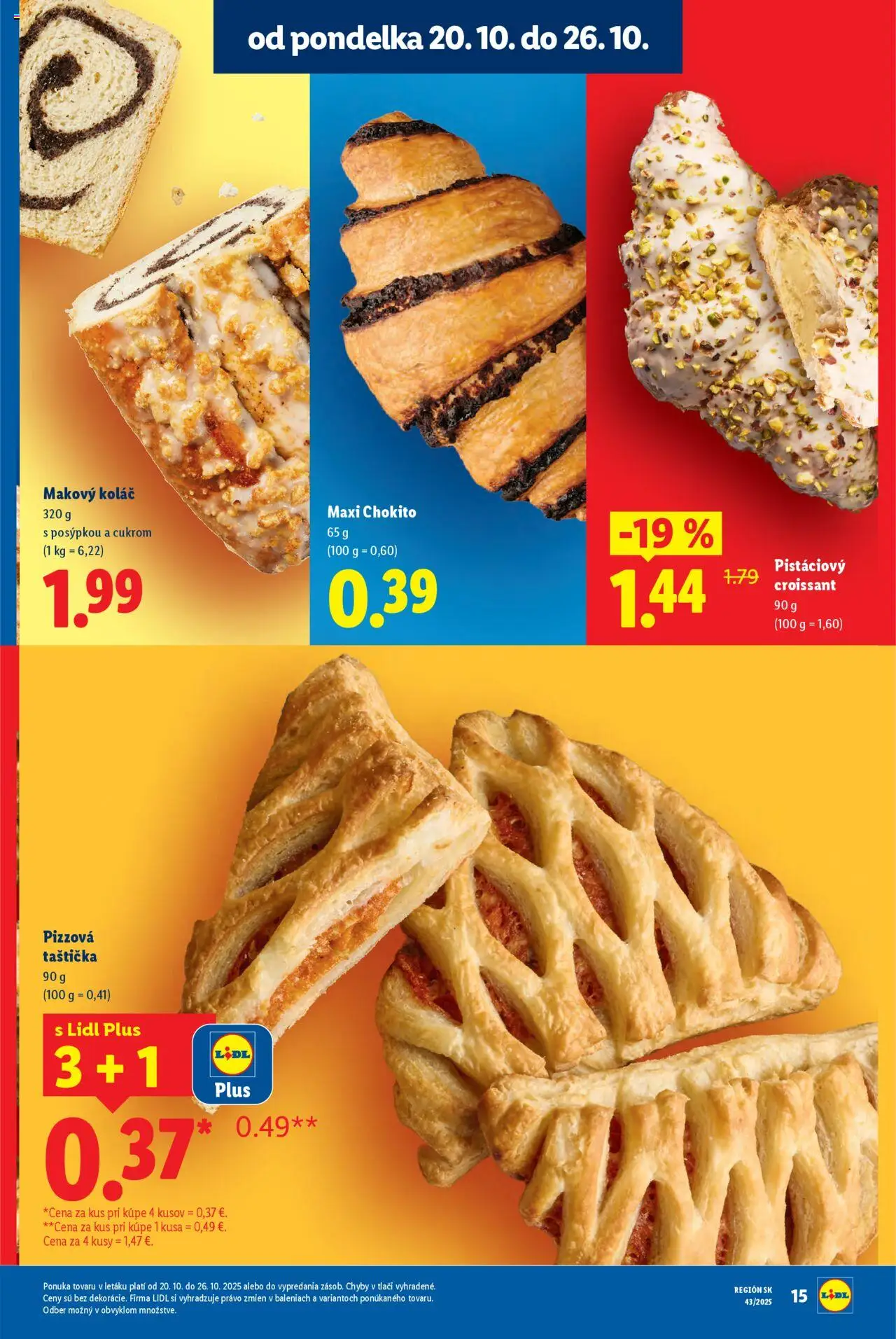 Nové Lidl akcie – leták je platný od 20.10.2025 | Strana: 19 | Produkty: Croissant, Koláč