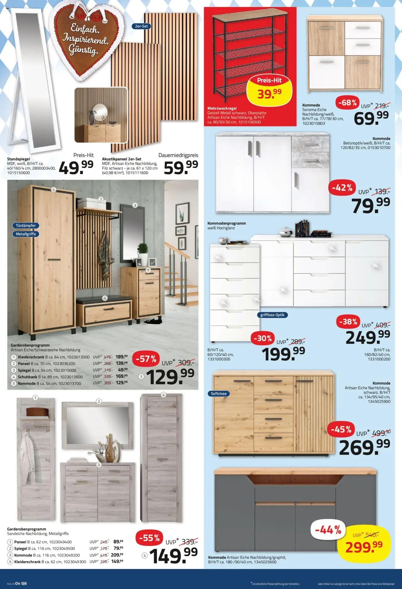 Roller Prospekt 	 – gültig ab 28.09.2025 | Seite: 6 | Produkte: Kleiderschrank, Kommode, Spiegel, Schuhbank
