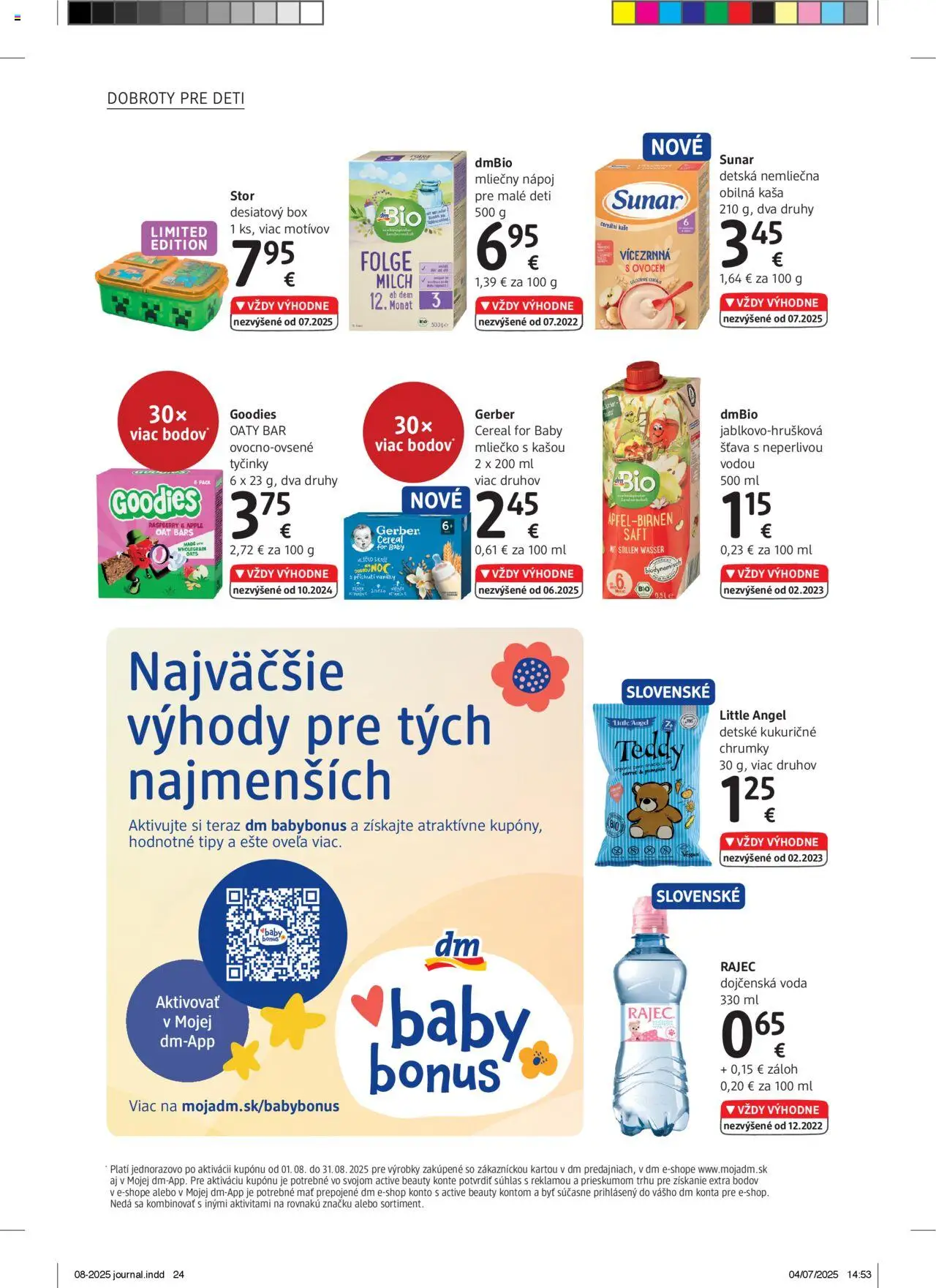 dm drogerie Journal august 2025 │ platný od 01.08.2025 | Strana: 24 | Produkty: Rajec, Apple, Sunar, Voda