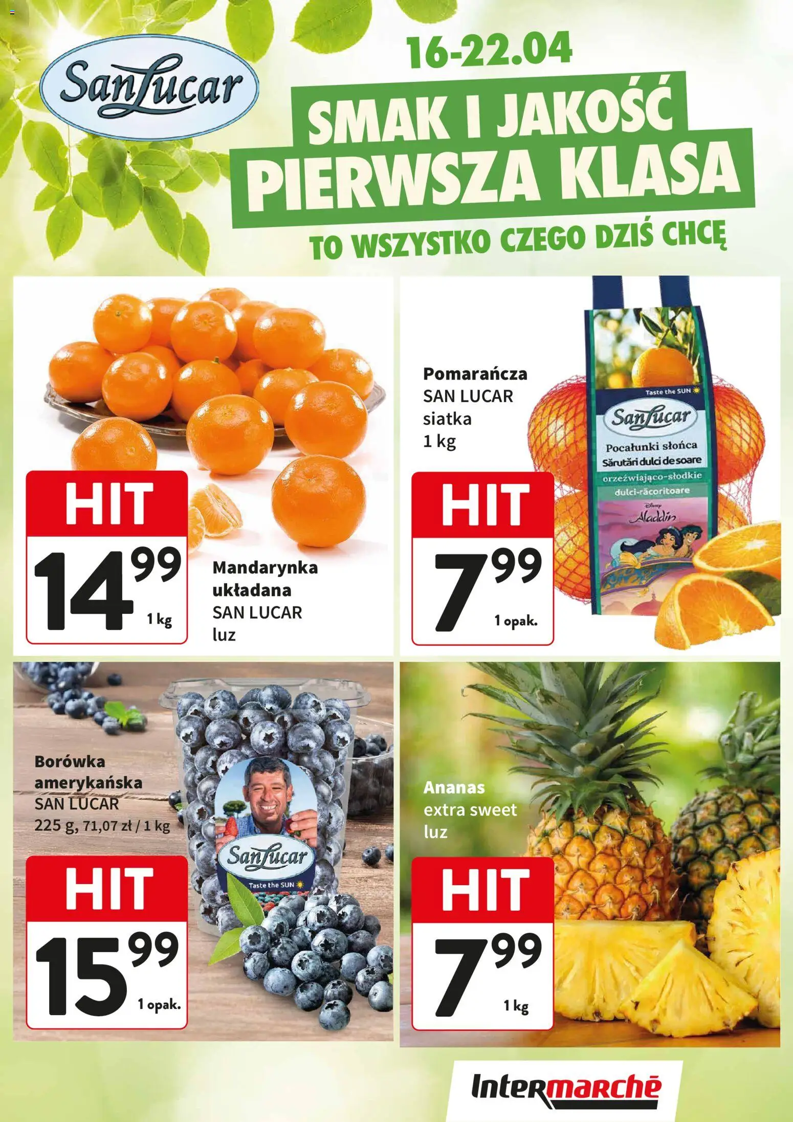 Intermarche gazetka - Świeży Hit od 16.04.2026 | Strona: 1 | Produkty: Borówka amerykańska, Siatka, Ananas