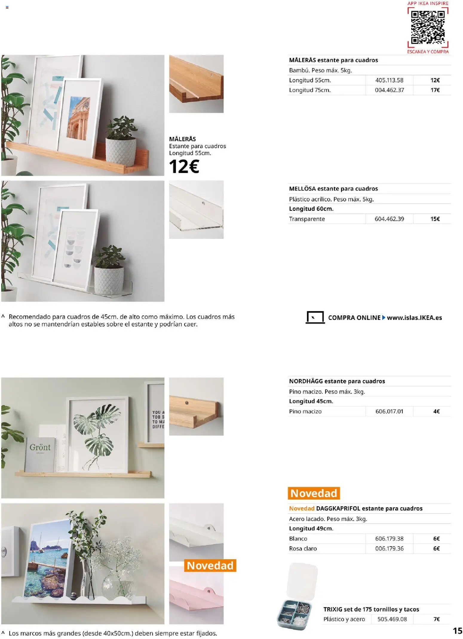 Catálogo IKEA Marcos │ válido desde el 29.04.2026 | Página: 15 | Productos: Tacos, Peso, Estante