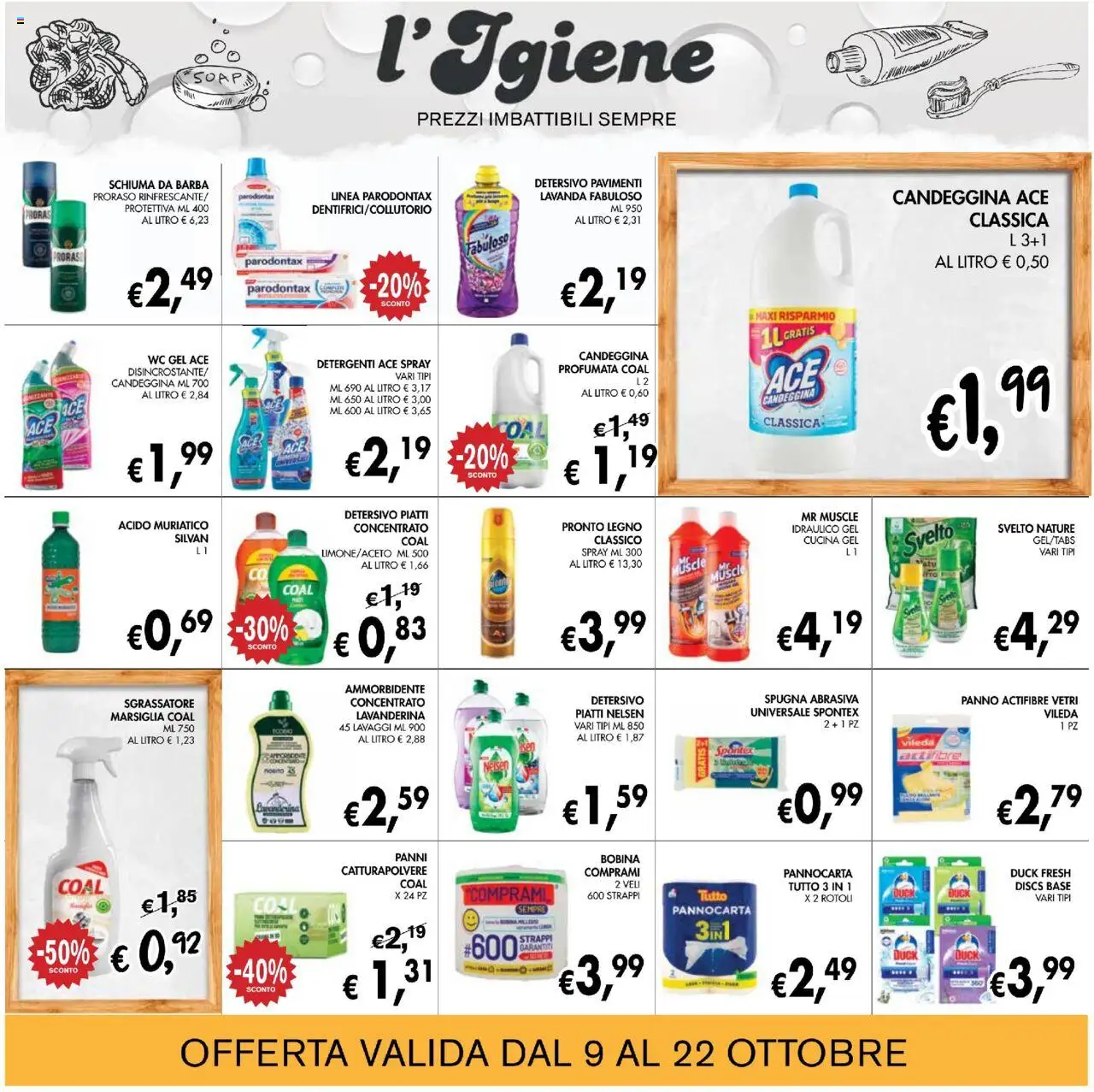 Volantino Coal del 09.10.2025 | Pagina: 22 | Prodotti: Schiuma da barba, Ammorbidente, Candeggina, Sgrassatore
