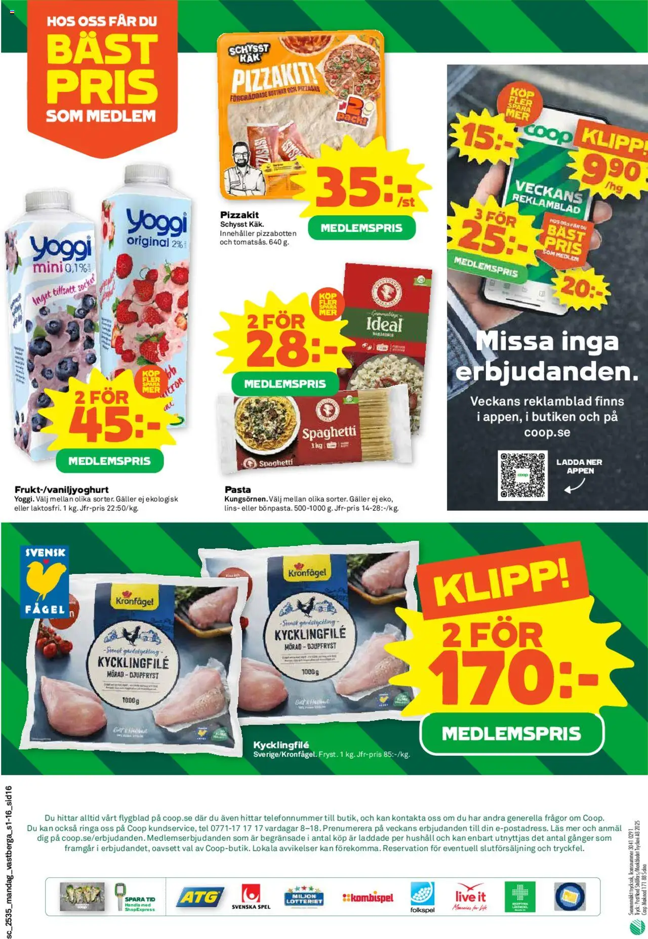 Coop Forum reklamblad aktuell från 25.08.2025 | Sida: 16 | Produkter: Galler, Spaghetti, Pasta, Spel
