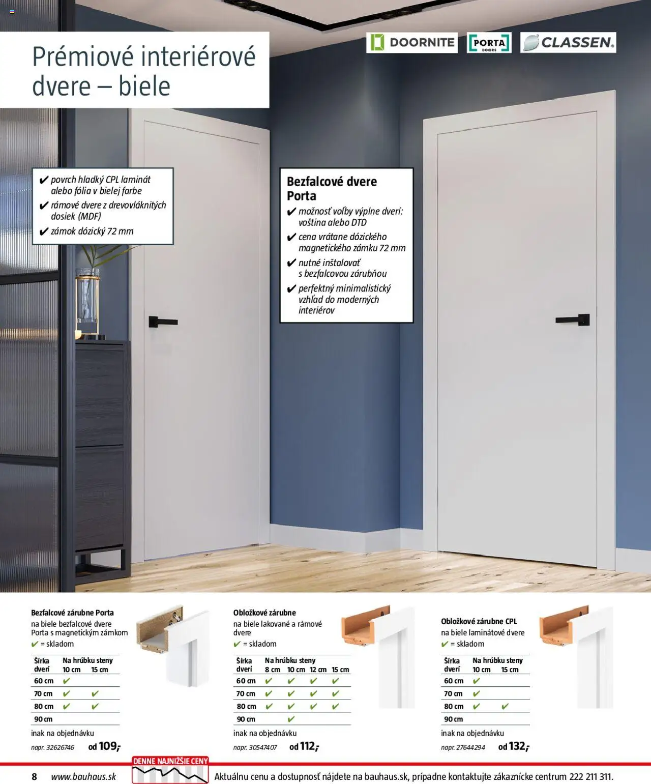 Nové Bauhaus akcie – leták je platný od 08.09.2025 | Strana: 8 | Produkty: Bezfalcové dvere, Dvere
