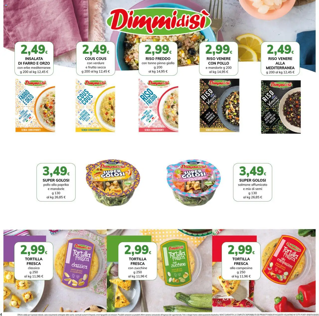 Volantino Basko del 12.08.2025 | Pagina: 4 | Prodotti: Salmone, Insalata, Frutta, Cous cous