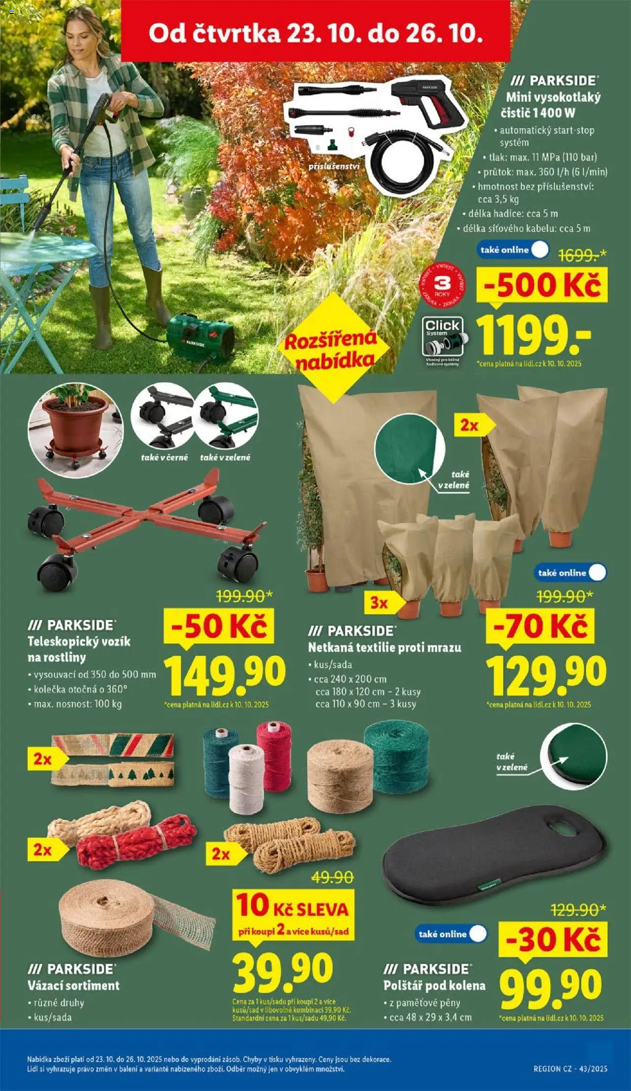 Lidl leták - Spotřební zboží od 20.10.2025 | Strana: 29 | Produkty: Parkside, Rostliny, Polštář, Vysokotlaký čistič