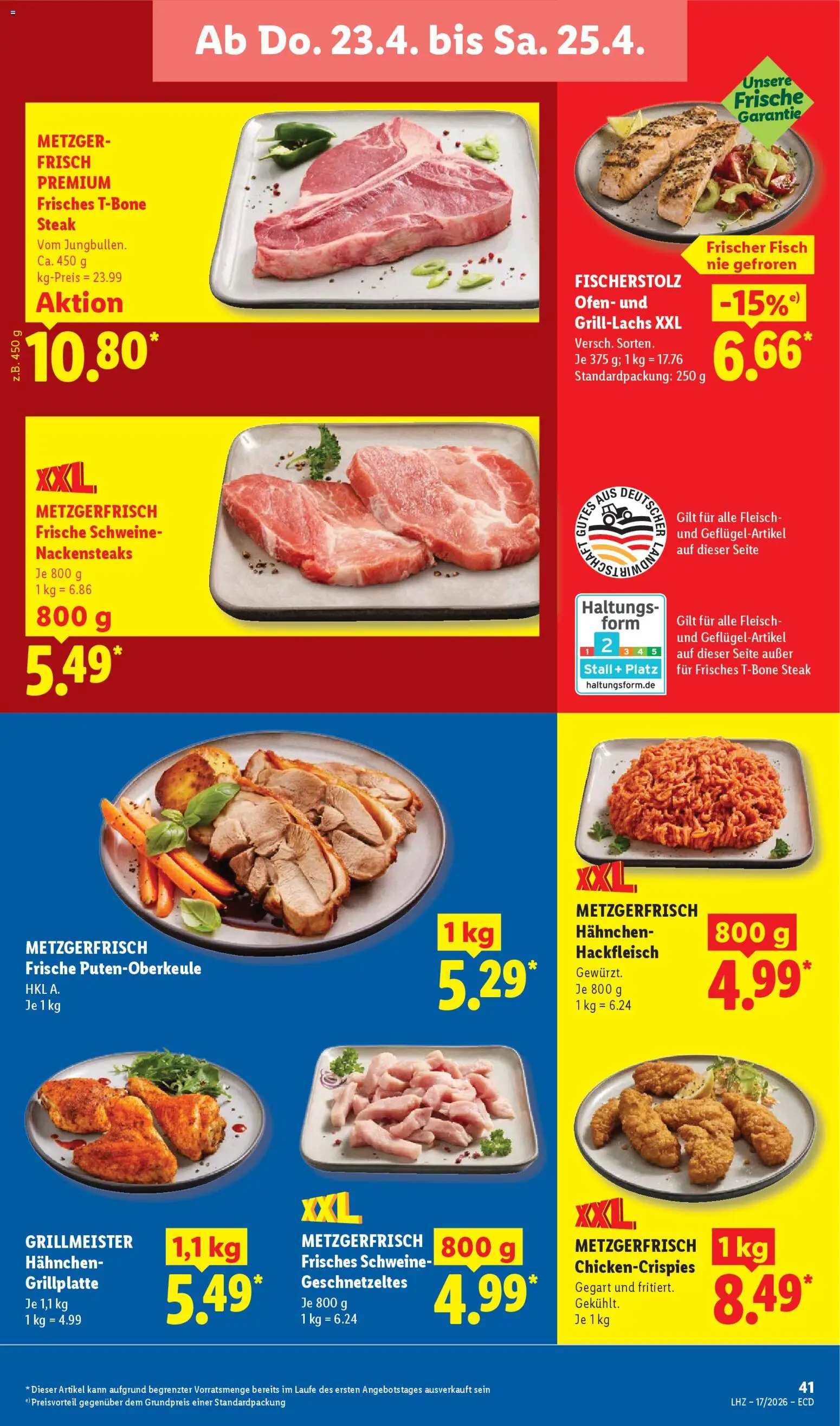 Lidl Prospekt – gültig ab 20.04.2026 | Seite: 61 | Produkte: Hahnchen, Steak, Fleisch, Hackfleisch
