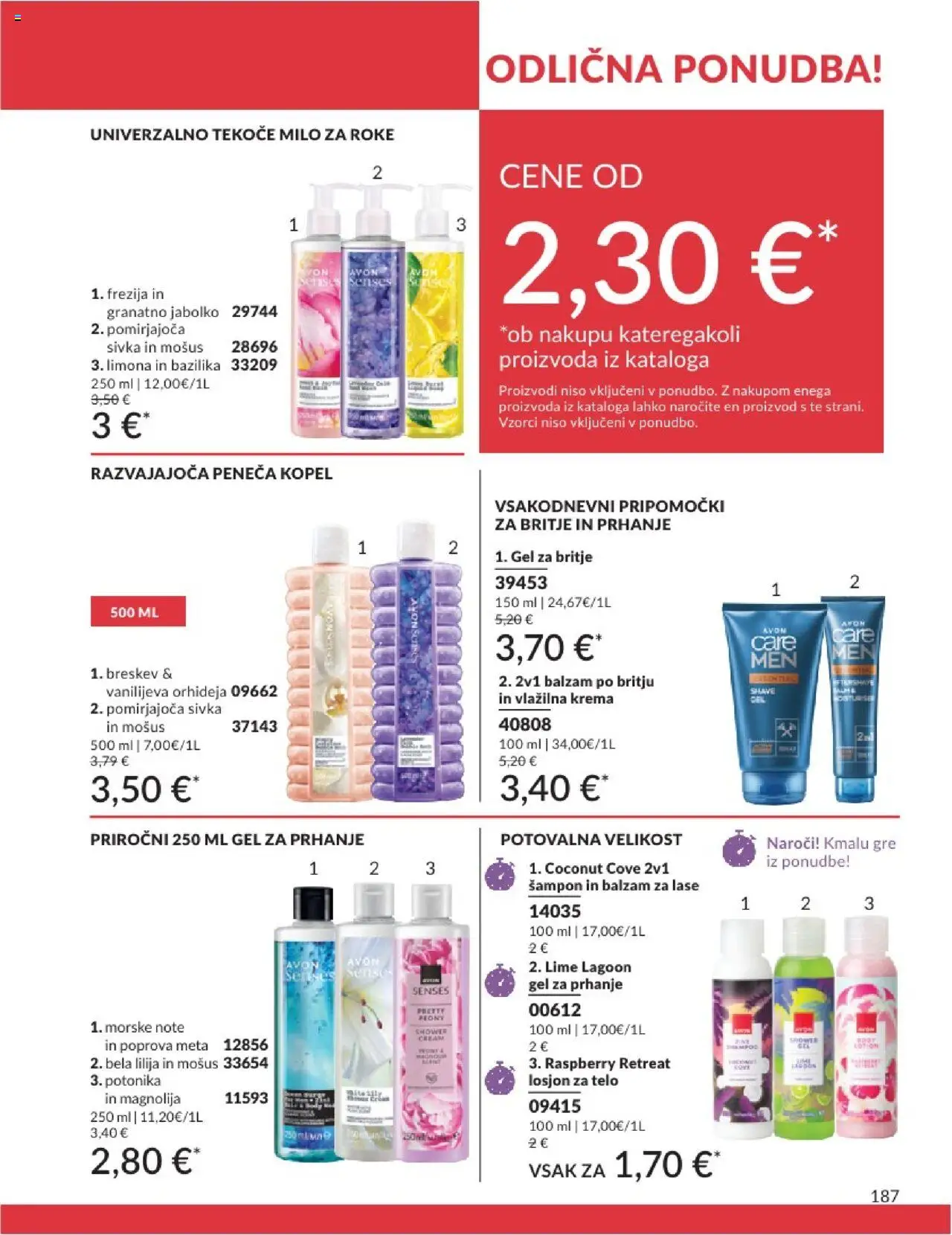 Avon katalog │ velja od 31.07.2025 | Stran: 187 | Izdelki: Tekoče milo, Kopel, Gel za britje, Balzam za lase
