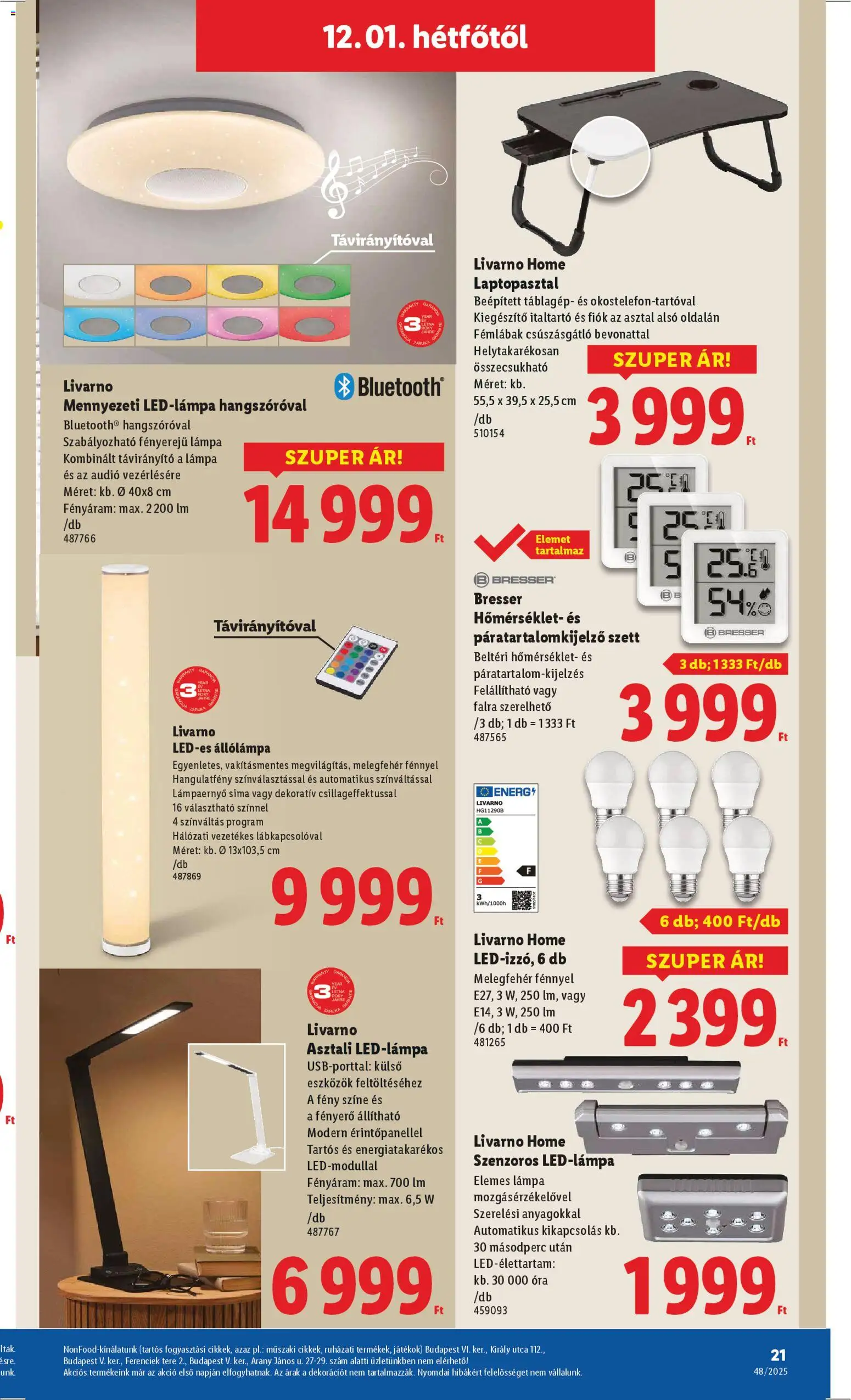 Lidl akciós ujság - amely érvényes a következő dátumtól: 27.11.2025 | Oldal: 21 | Termékek: Audio, Játékok, Asztal, Lámpa