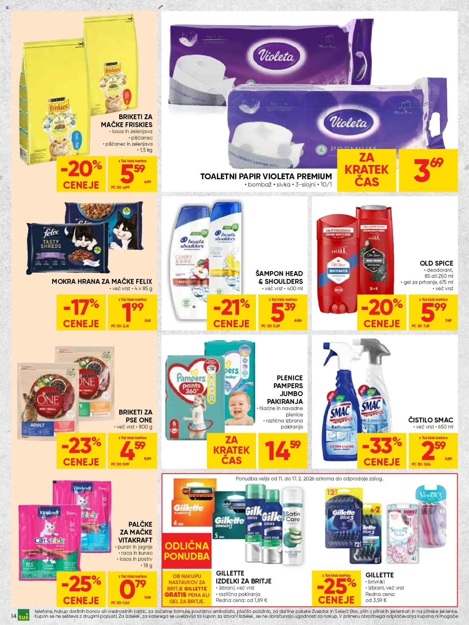 Novi Tuš katalog ponudbe – veljaven od 04.02.2026 | Stran: 14 | Izdelki: Toaletni papir, Postrv, Losos, Zelenjava