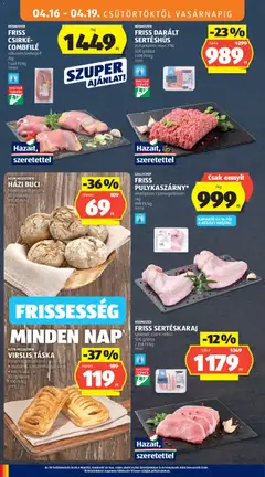 VIRSLIS TÁSKA, frissen sütött pékáru, • mustáros, szezámmaggal vagy, • ketchupos, 100 g/darab - amely érvényes a következő dátumtól: 16.04.2026 | Oldal: 10