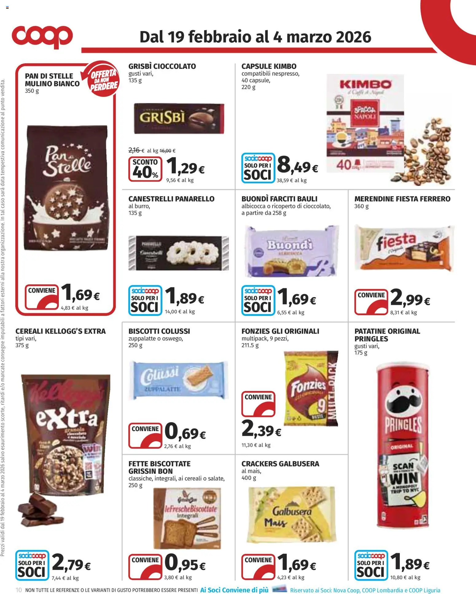 Volantino COOP del 19.02.2026 | Pagina: 10 | Prodotti: Cioccolato, Cereali, Patatine, Merendine
