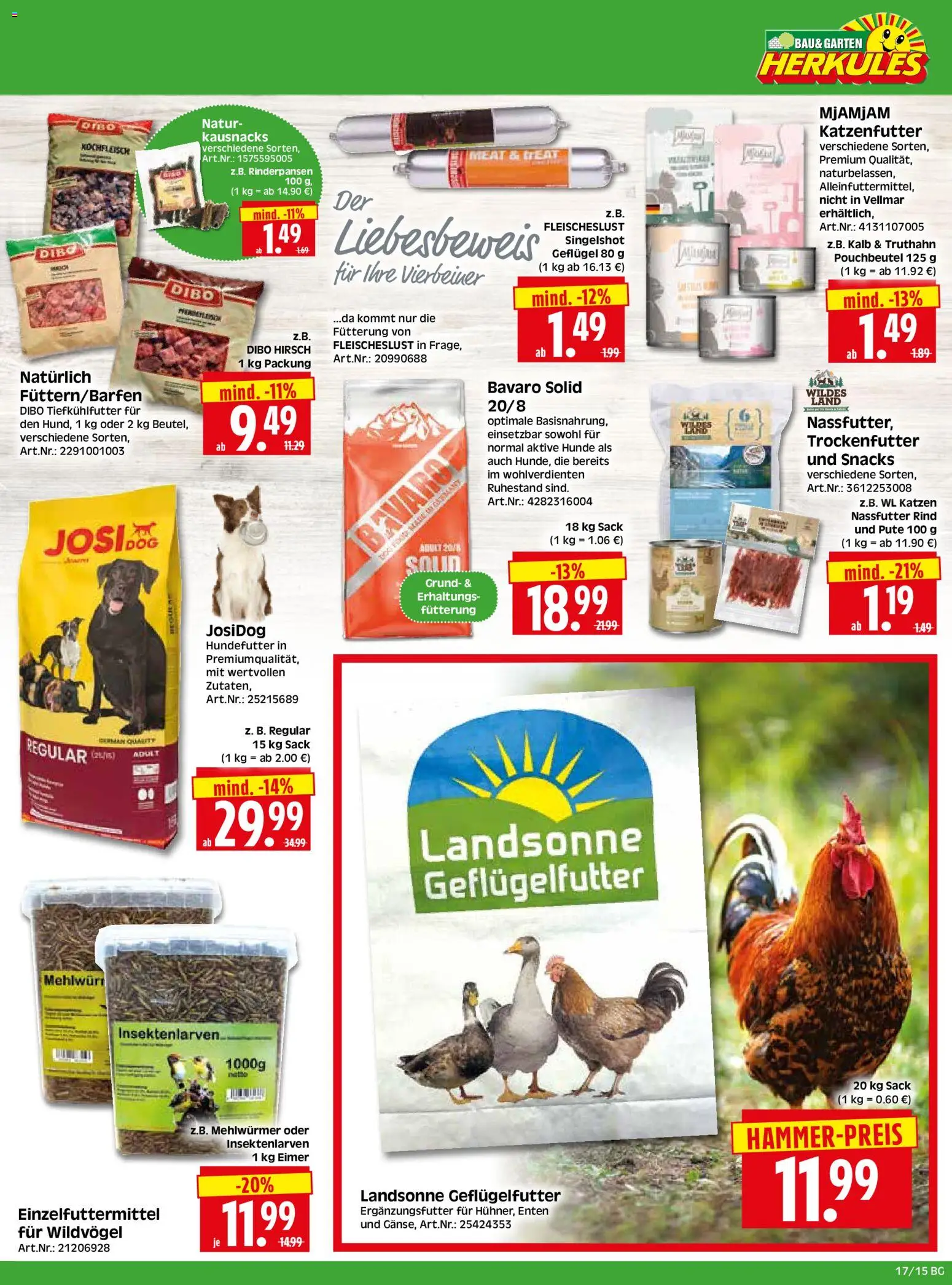 HERKULES  Bau & Garten – gültig ab 20.04.2026 | Seite: 15 | Produkte: Pute, Katzenfutter