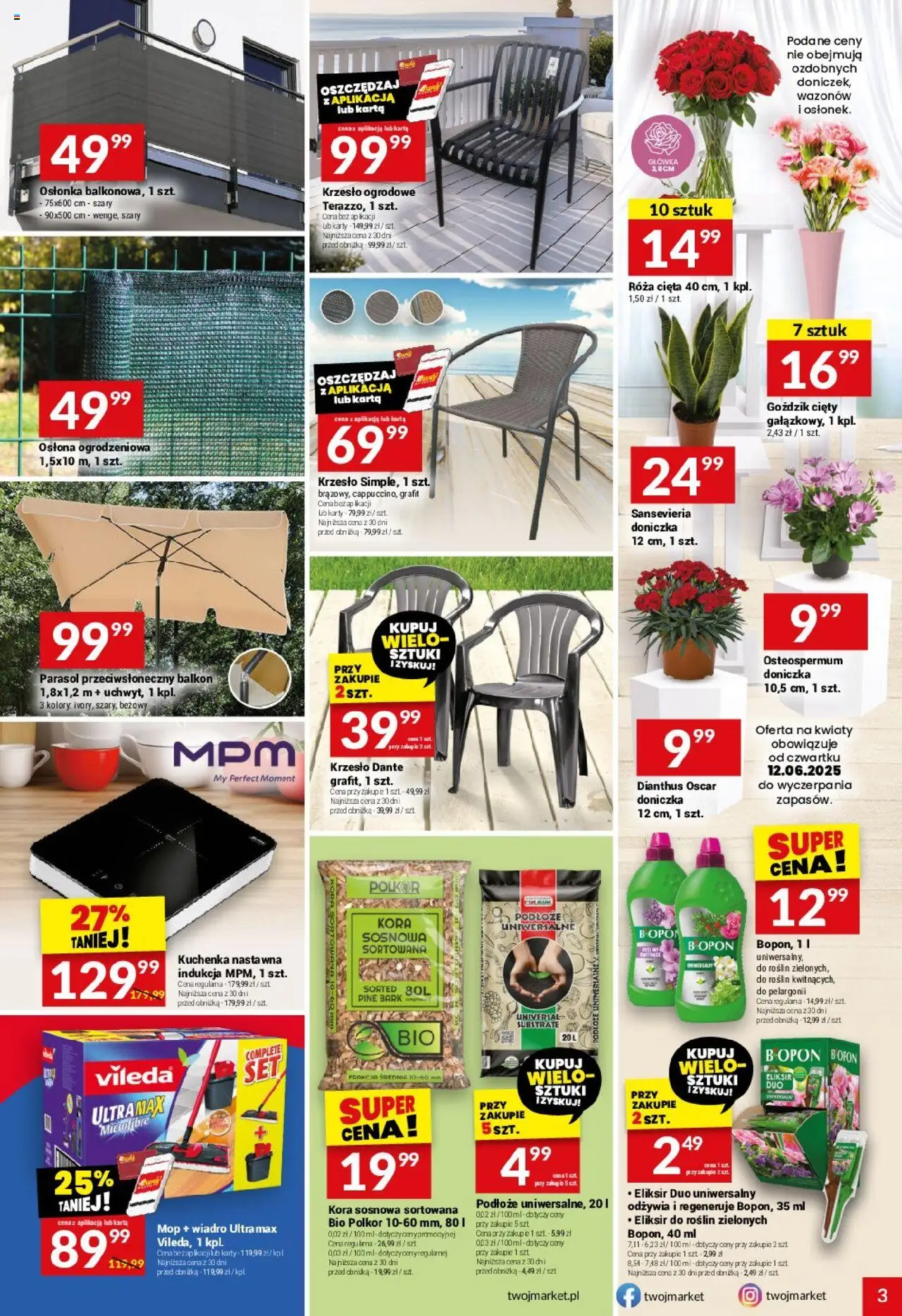 Twój Market Gazetka od 11.06.2025 | Strona: 3 | Produkty: Karta, Krzesło, Doniczka, Krzesło ogrodowe