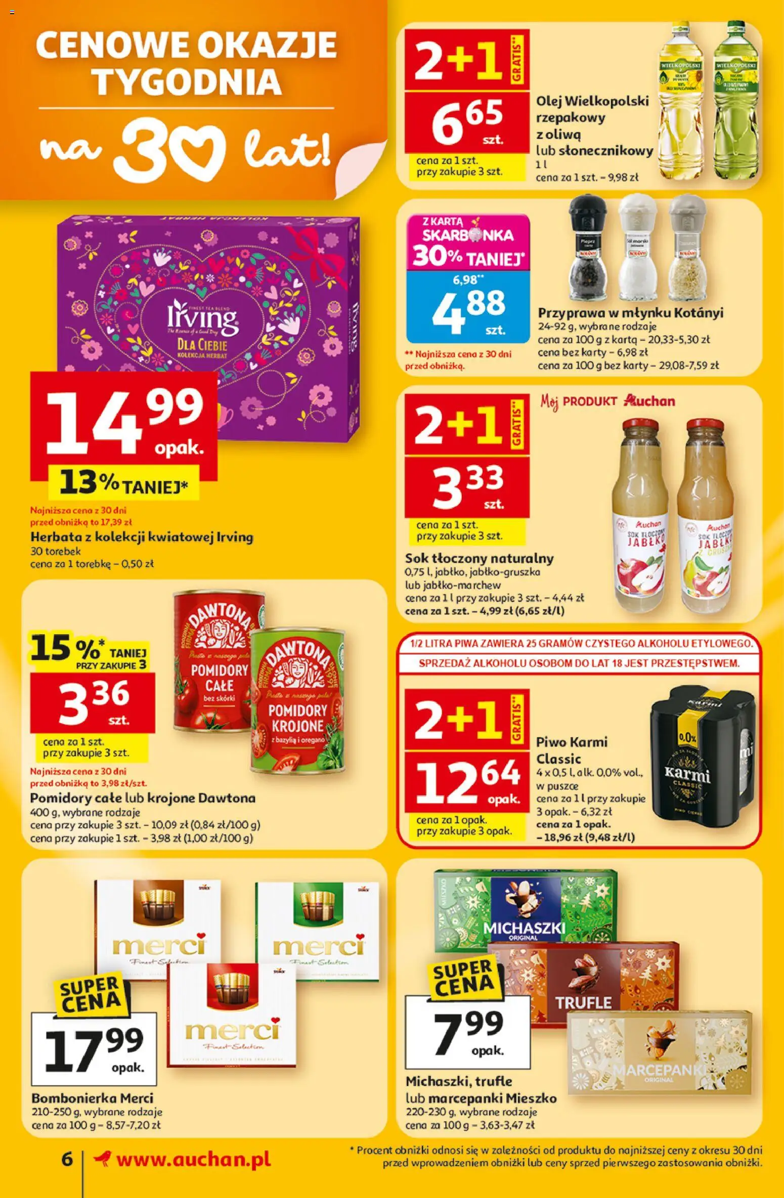 Auchan gazetka od 05.03.2026 | Strona: 6 | Produkty: Olej wielkopolski, Bombonierka, Merci, Bazylia