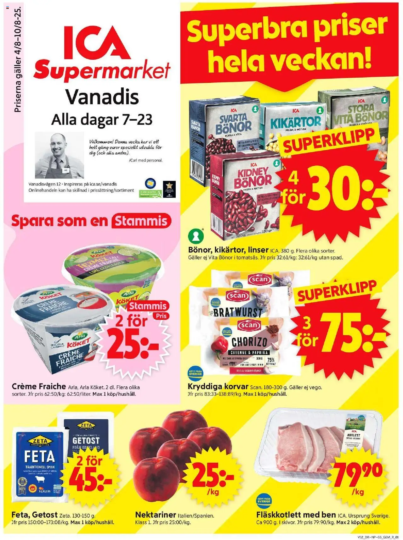 ICA Supermarket reklamblad aktuell från 04.08.2025 | Sida: 1