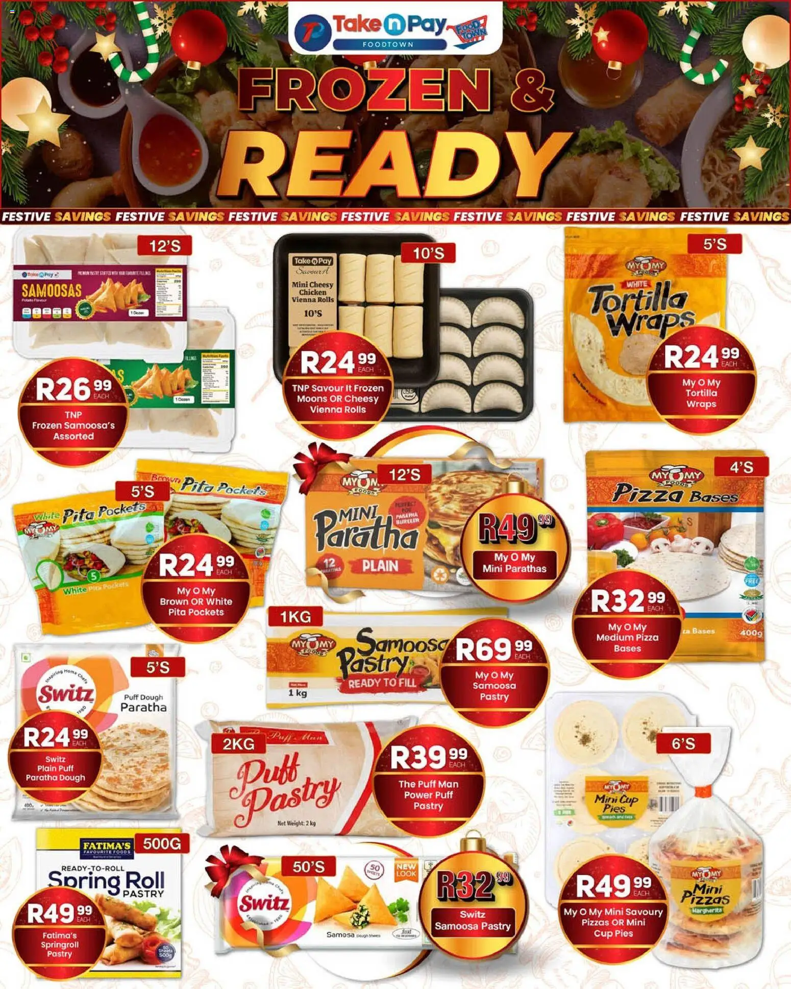 New Take n Pay catalogue – valid from 08.12.2025 | Page: 22 | Products: Samoosas, Pizza, Chicken, Touca de banho
