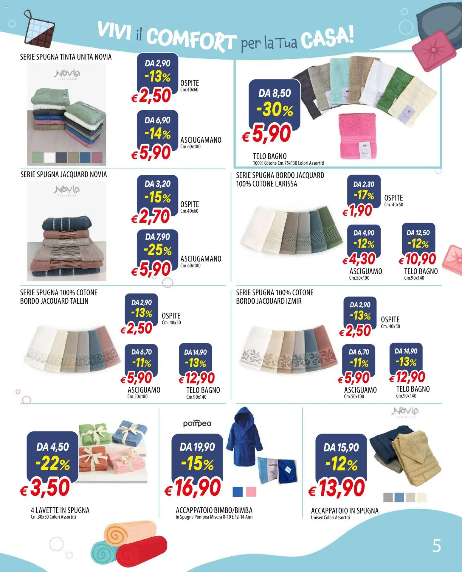 Volantino Famila del 29.12.2025 | Pagina: 5 | Prodotti: Spugna, Accappatoio, Asciugamano, Bagno