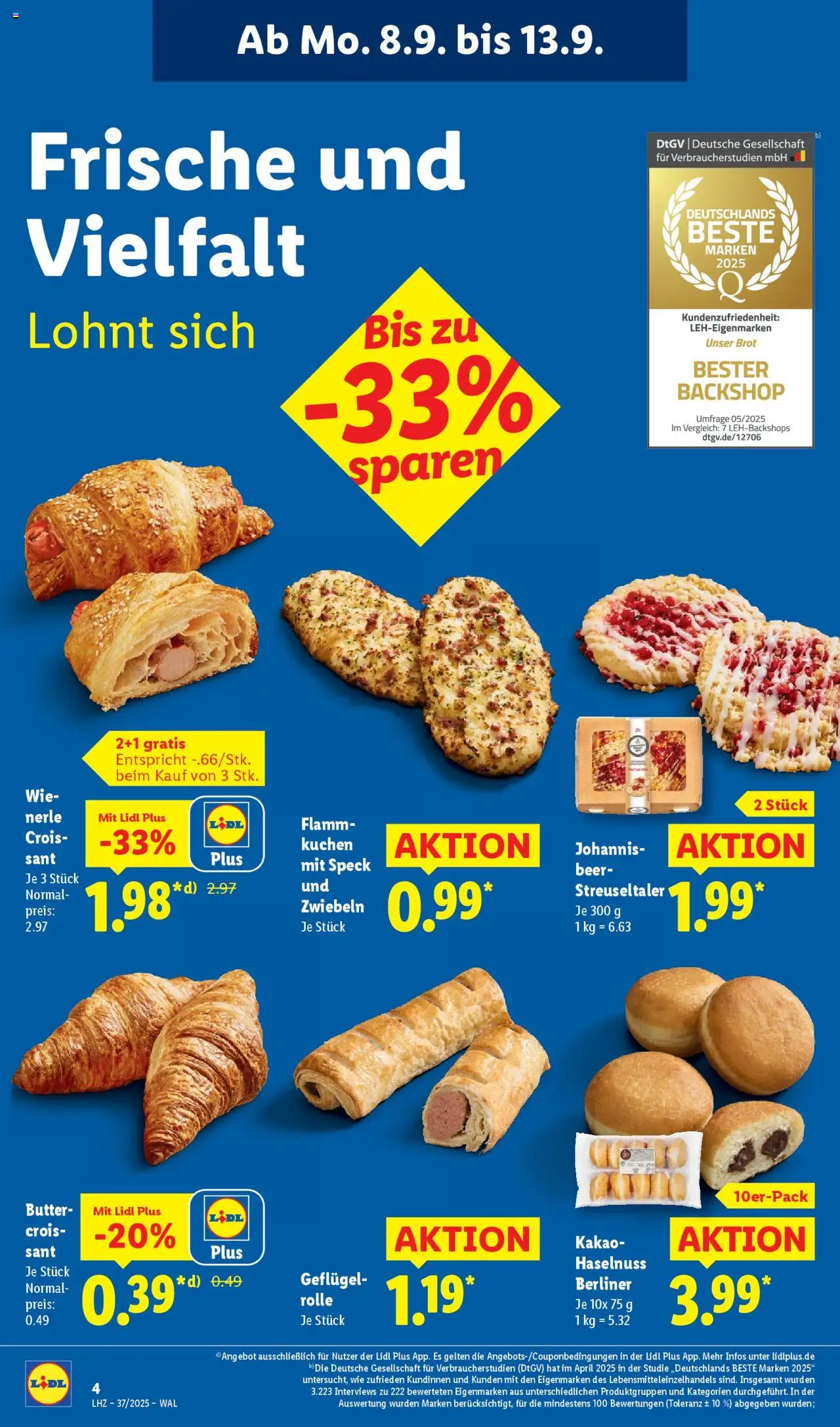 Lidl - Prospekt Kornwestheim – gültig ab 08.09.2025 | Seite: 8 | Produkte: Berliner, Zwiebeln, Brot, Kuchen