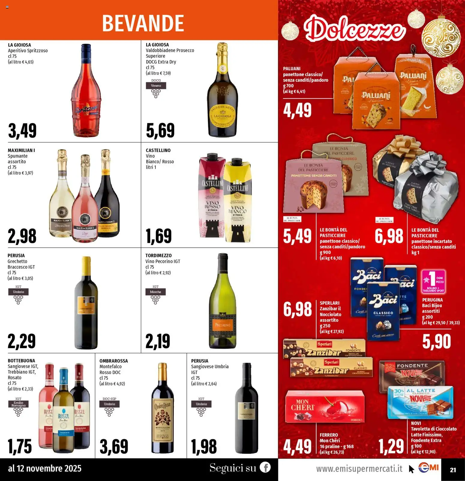 Volantino EMI del 30.10.2025 | Pagina: 21 | Prodotti: Prosecco, Latte, Pecorino, Vino rosso