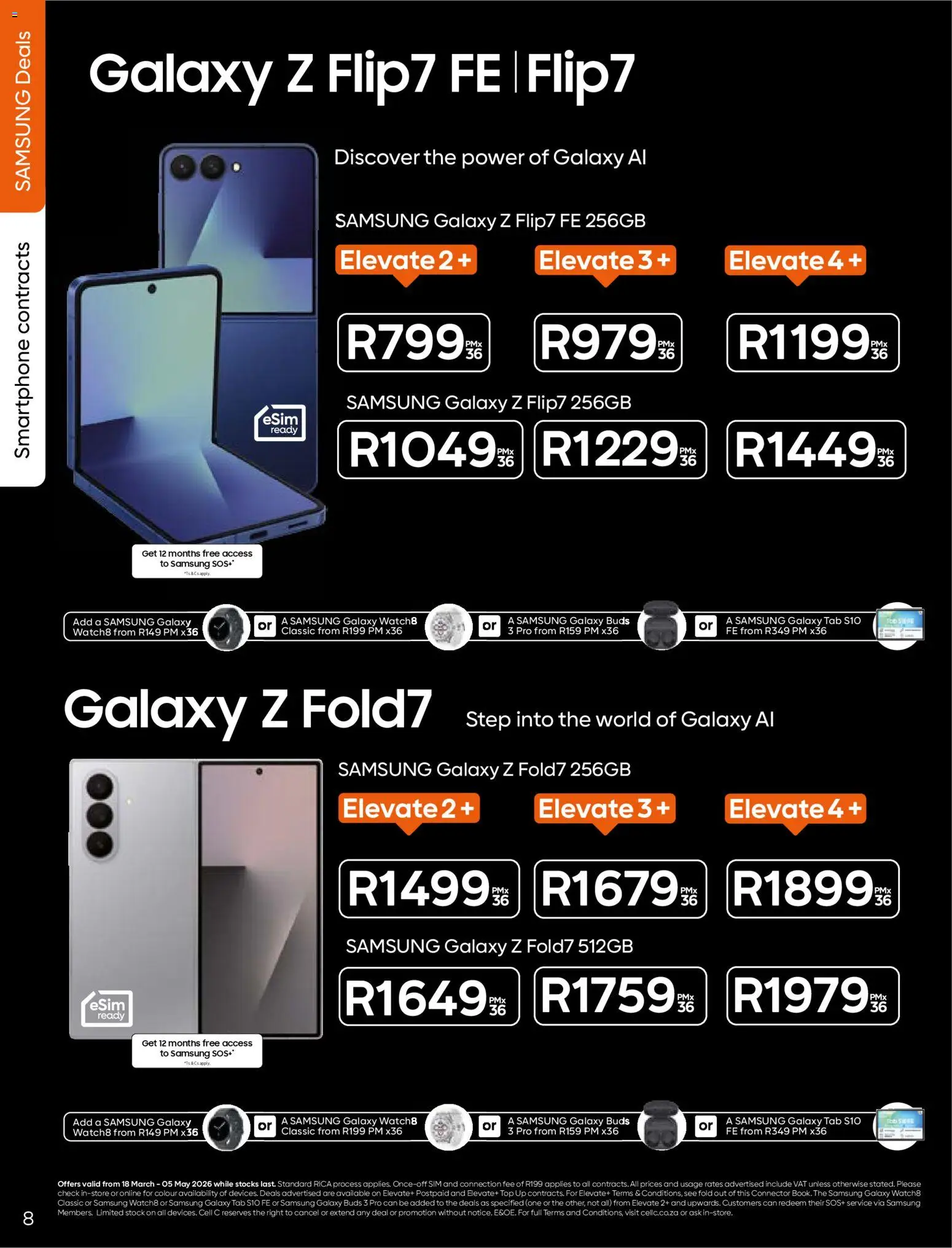 New Cell C catalogue – valid from 18.03.2026 | Page: 10 | Products: Sim, Smartphone, Connector, Stock