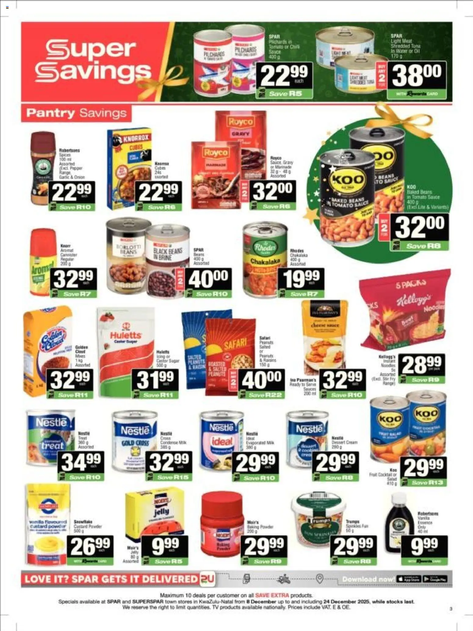 New Superspar catalogue – valid from 08.12.2025 | Page: 3 | Products: Tomato sauce, Raisins, Water, Sauce