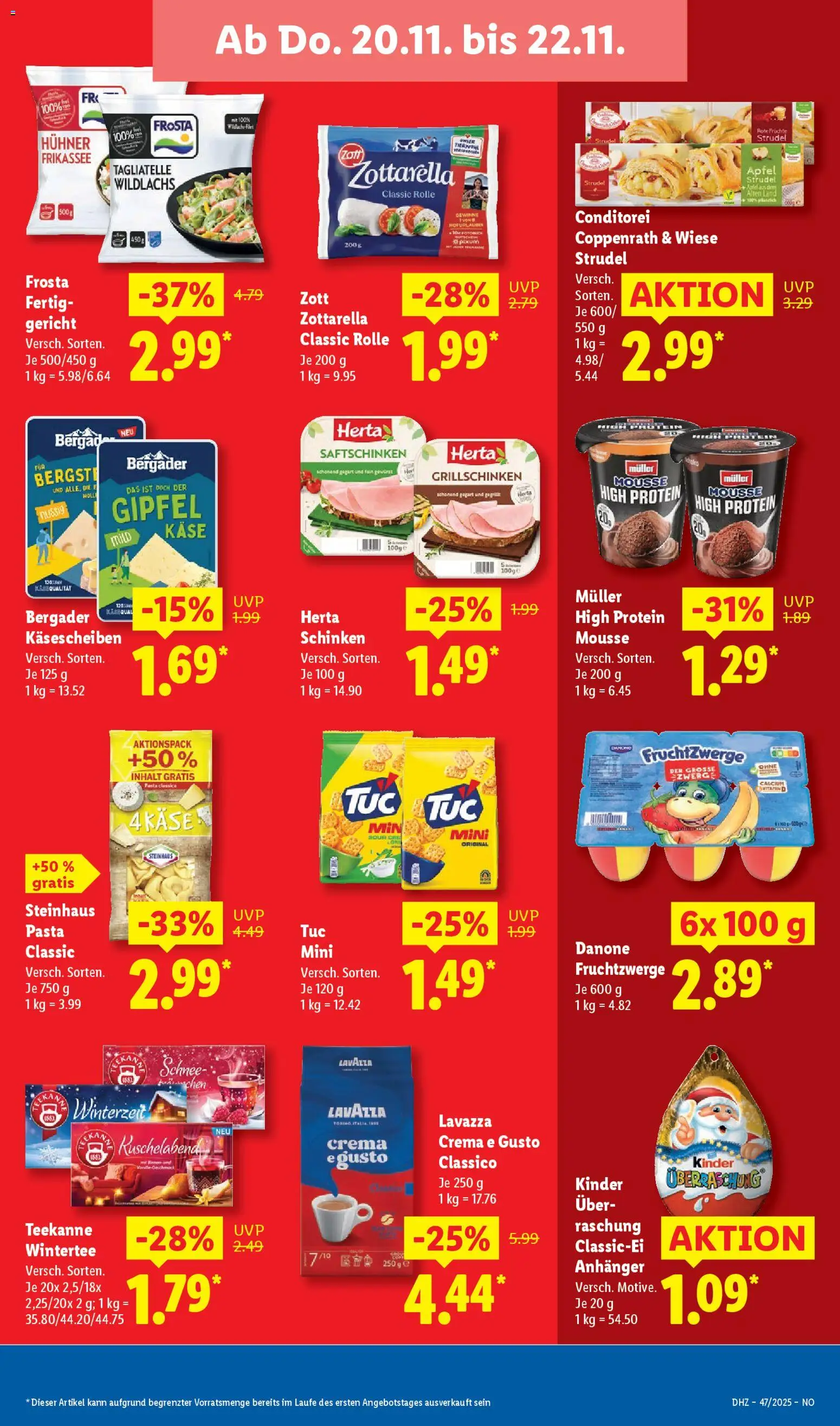 Lidl Prospekt Holzminden – gültig ab 17.11.2025 | Seite: 61 | Produkte: Fruchtzwerge, Frosta, Teekanne, Pasta