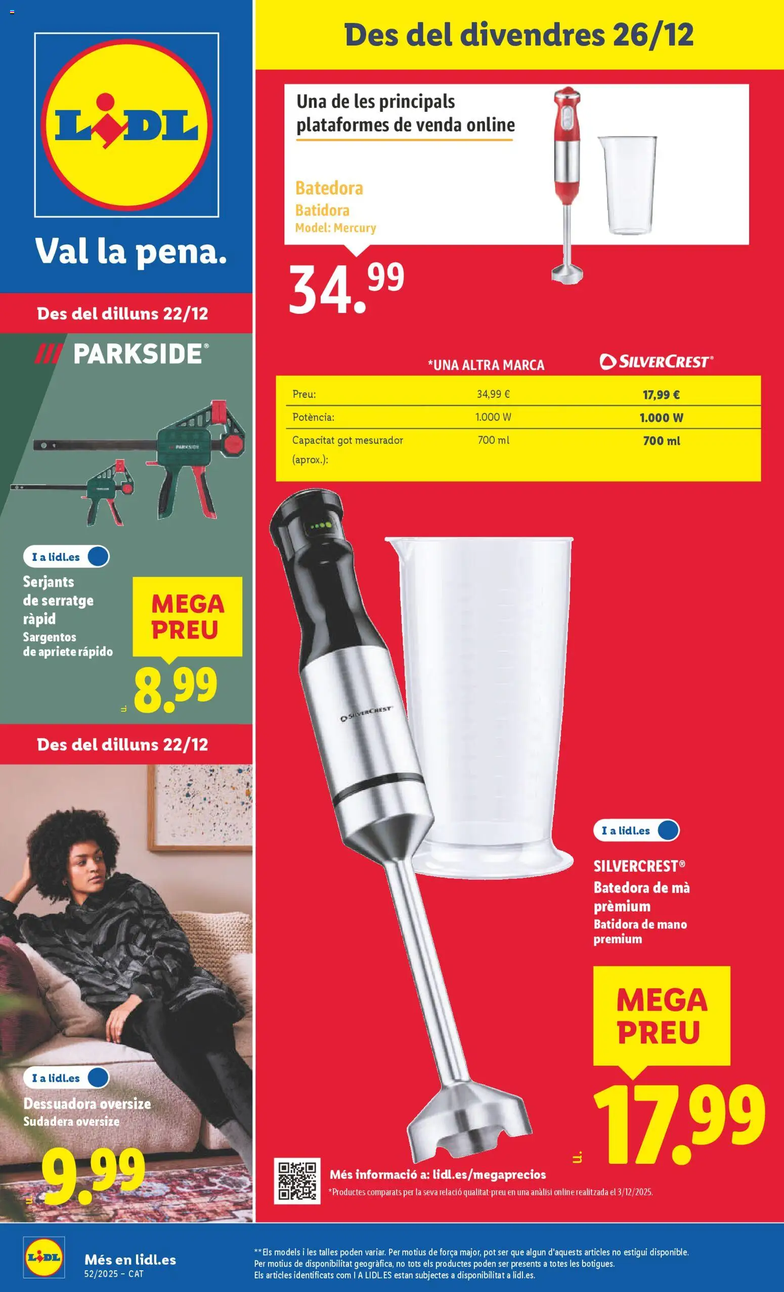 Lidl folleto de bazar │ válido desde el 22.12.2025 | Página: 1 | Productos: Sudadera, Batidora