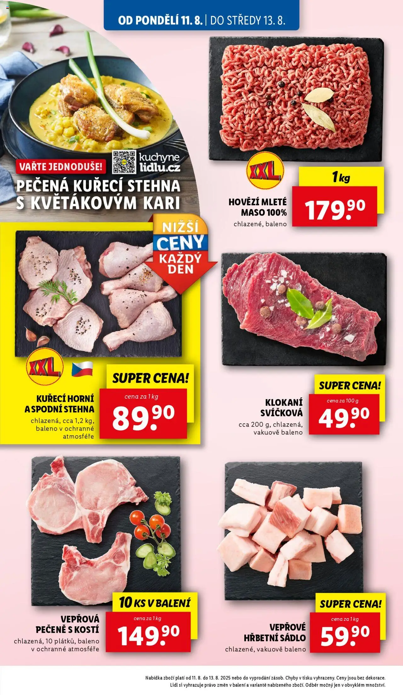 Lidl leták od 11.08.2025 | Strana: 12 | Produkty: Hovězí, Mleté maso, Hovězí mleté maso, Kuřecí stehna