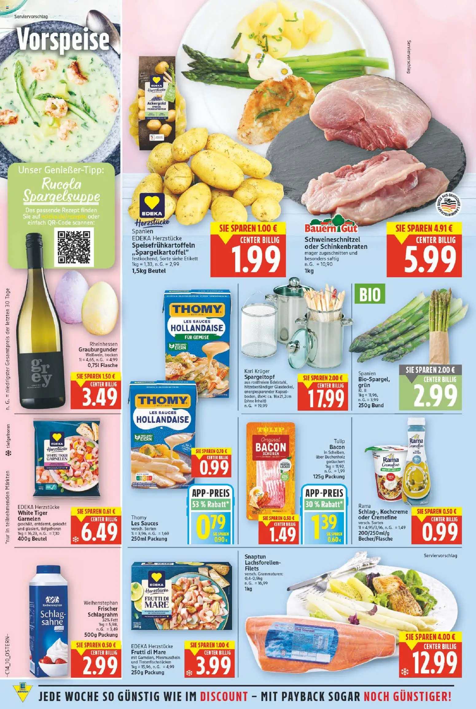 E center Prospekt 	 – gültig ab 30.03.2026 | Seite: 10 | Produkte: Rama, Rucola, Garnelen, Sahne