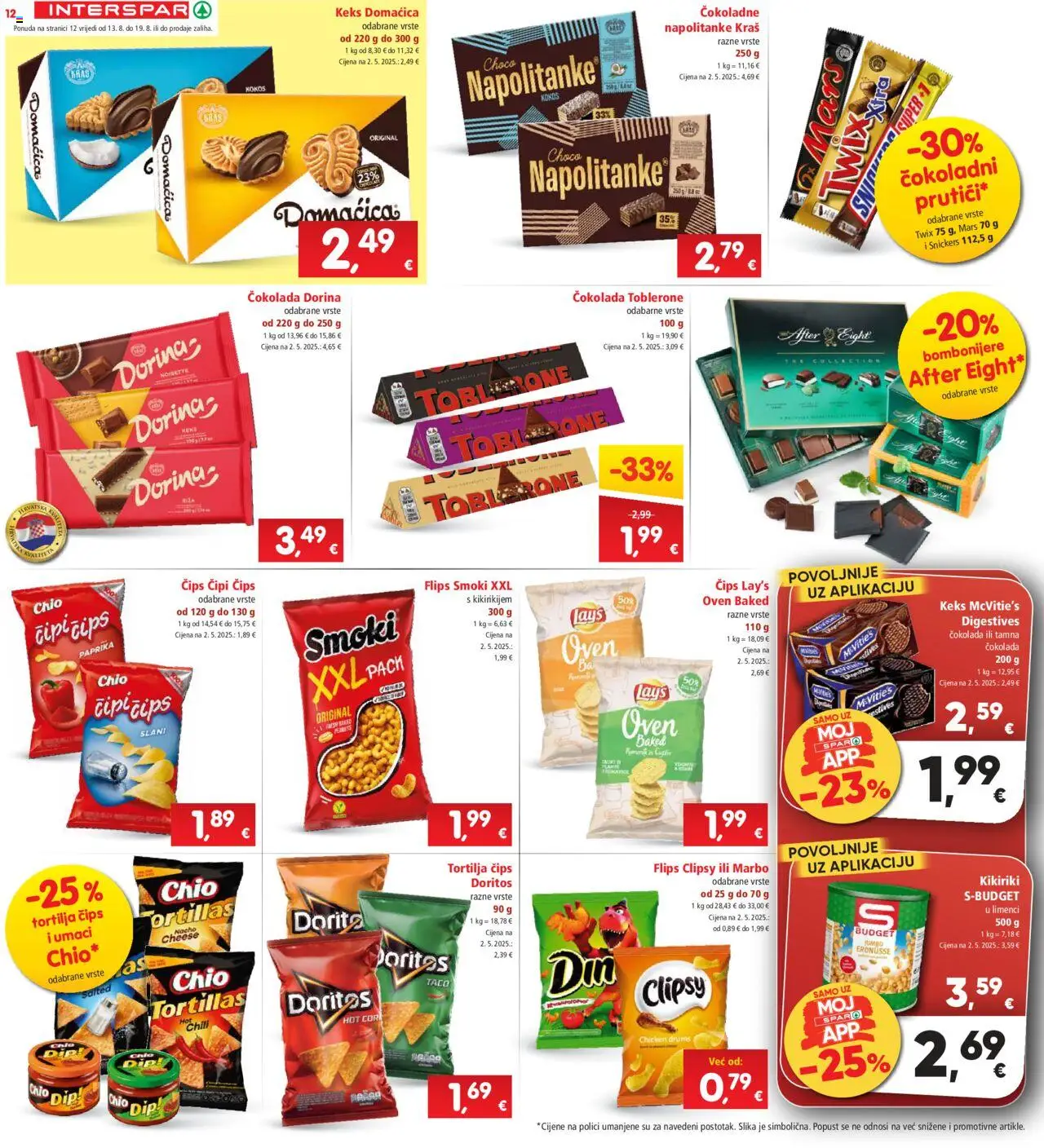 Interspar katalog | vrijedi od 13.08.2025 | Stranica: 12 | Proizvodi: Snickers, Paprika, Čips, Kikiriki