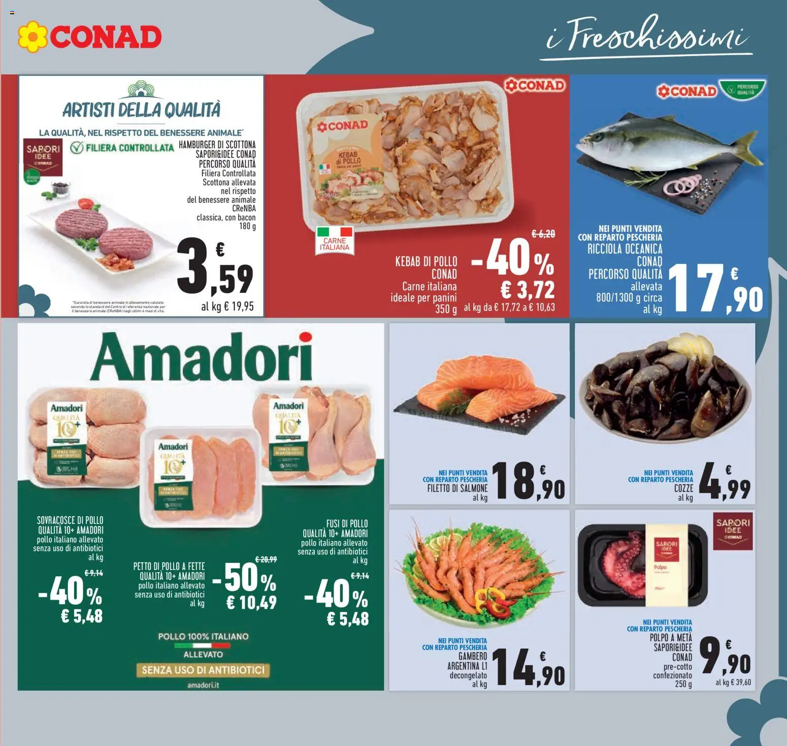 Volantino Conad del 12.03.2026 | Pagina: 9 | Prodotti: Petto di Pollo, Pollo, Cozze, Polpo