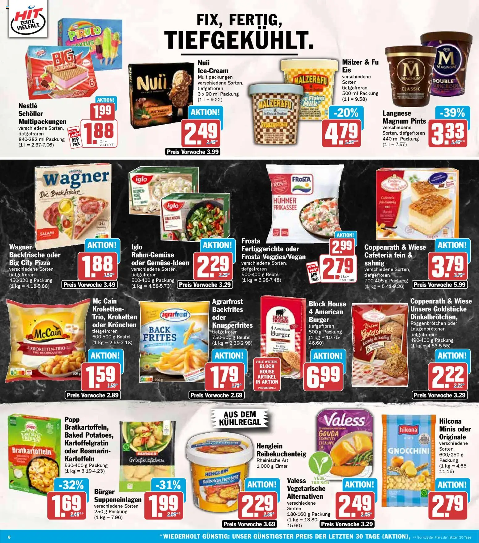 HIT Prospekt 	 – gültig ab 24.11.2025 | Seite: 8 | Produkte: Burger, McCain, Schnitzel, Frosta