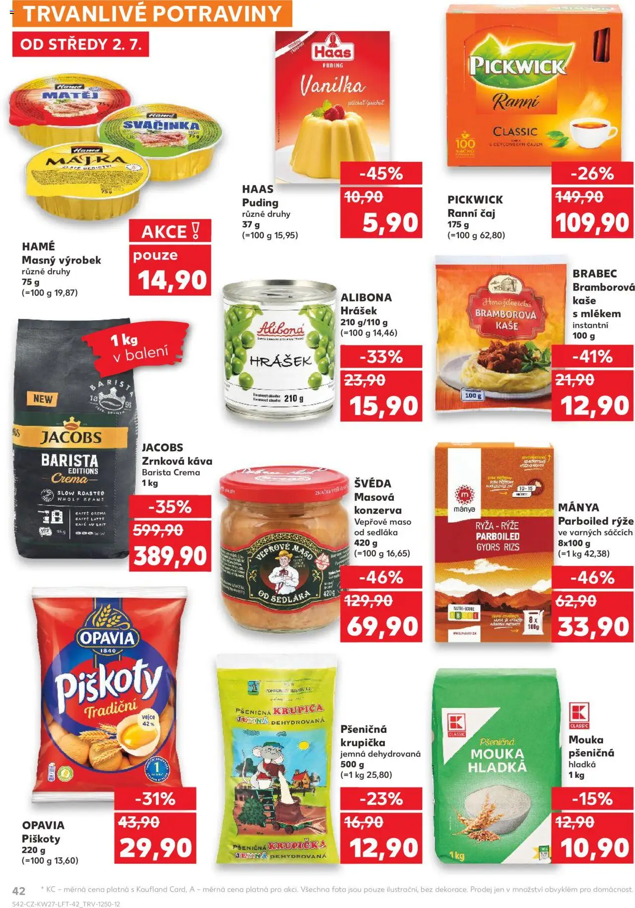 Kaufland leták od 02.07.2025 | Strana: 42 | Produkty: Hladká mouka, Rýže, Barista crema, Crema