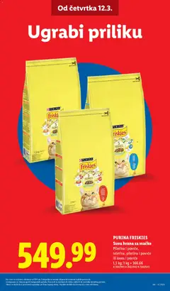 PURINA FRISKIES Suva hrana za mačke, Piletina i povrće, teletina, piletina i povrće ili losos i povrće 1,5 kg - pregled Lidl kataloga - važi od 12.03.2026 | Strana: 9