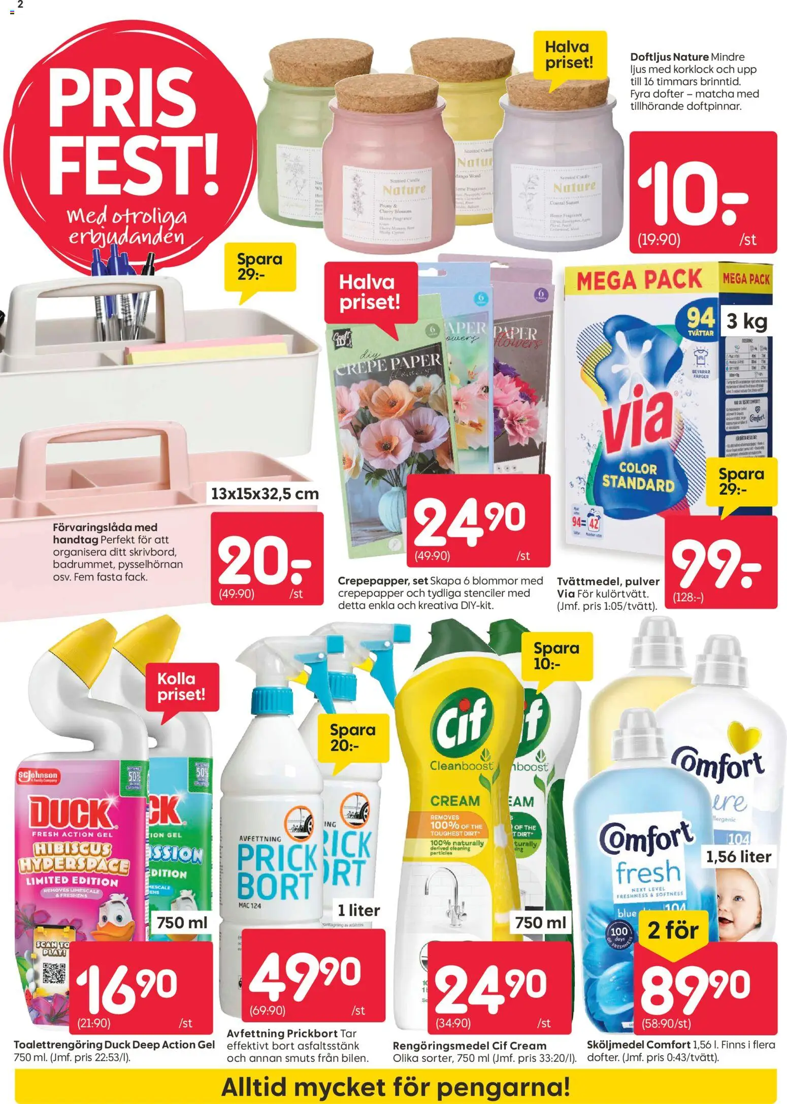Rusta reklamblad aktuell från 09.03.2026 | Sida: 2 | Produkter: Sköljmedel, Rengöringsmedel, Set, Ljus