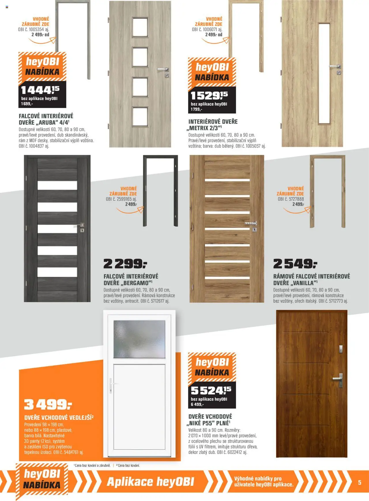 OBI leták - Karlovy Vary, Mladá Boleslav, Králův Dvůr od 01.10.2025 | Strana: 5 | Produkty: Interiérové dveře