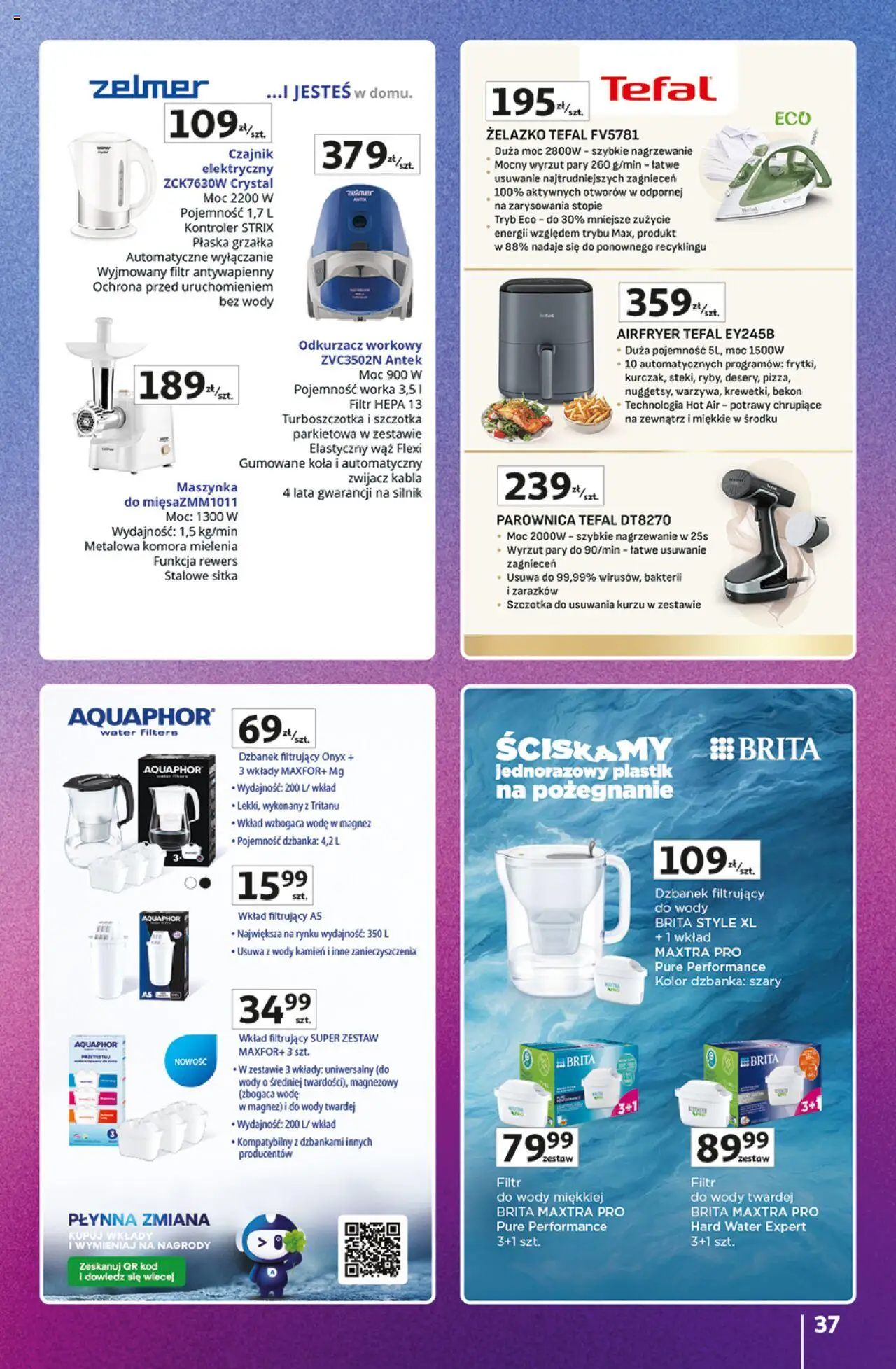 Auchan Gazetka - Znane Marki Duży Wybór Hipermarket od 12.06.2025 | Strona: 37 | Produkty: Dzbanek, Dzbanek filtrujący, Parownica, Kontroler