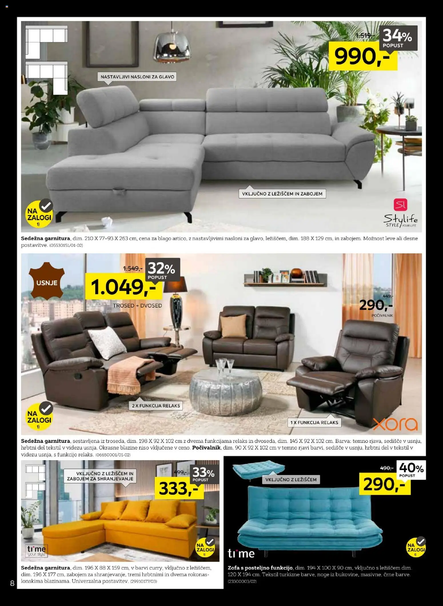 Novi XXXL Lesnina katalog ponudbe – veljaven od 17.11.2025 | Stran: 8 | Izdelki: Trosed, Dvosed, Barva