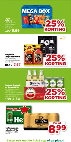 Leffe, Grolsch en Desperados Speciaalbier, Selection of special beers: Leffe, Grolsch and Desperados. Alle flesjes en blikjes à 30-50 cl en sets. Prijsvoorbeeld: Leffe Blond, set 6 flesjes à 30 cl - Voorbeeld van een folder van Plus, geldig van 11.02.2026 | Pagina: 27 | Producten: Snacks, Bier, Kan, Alcohol