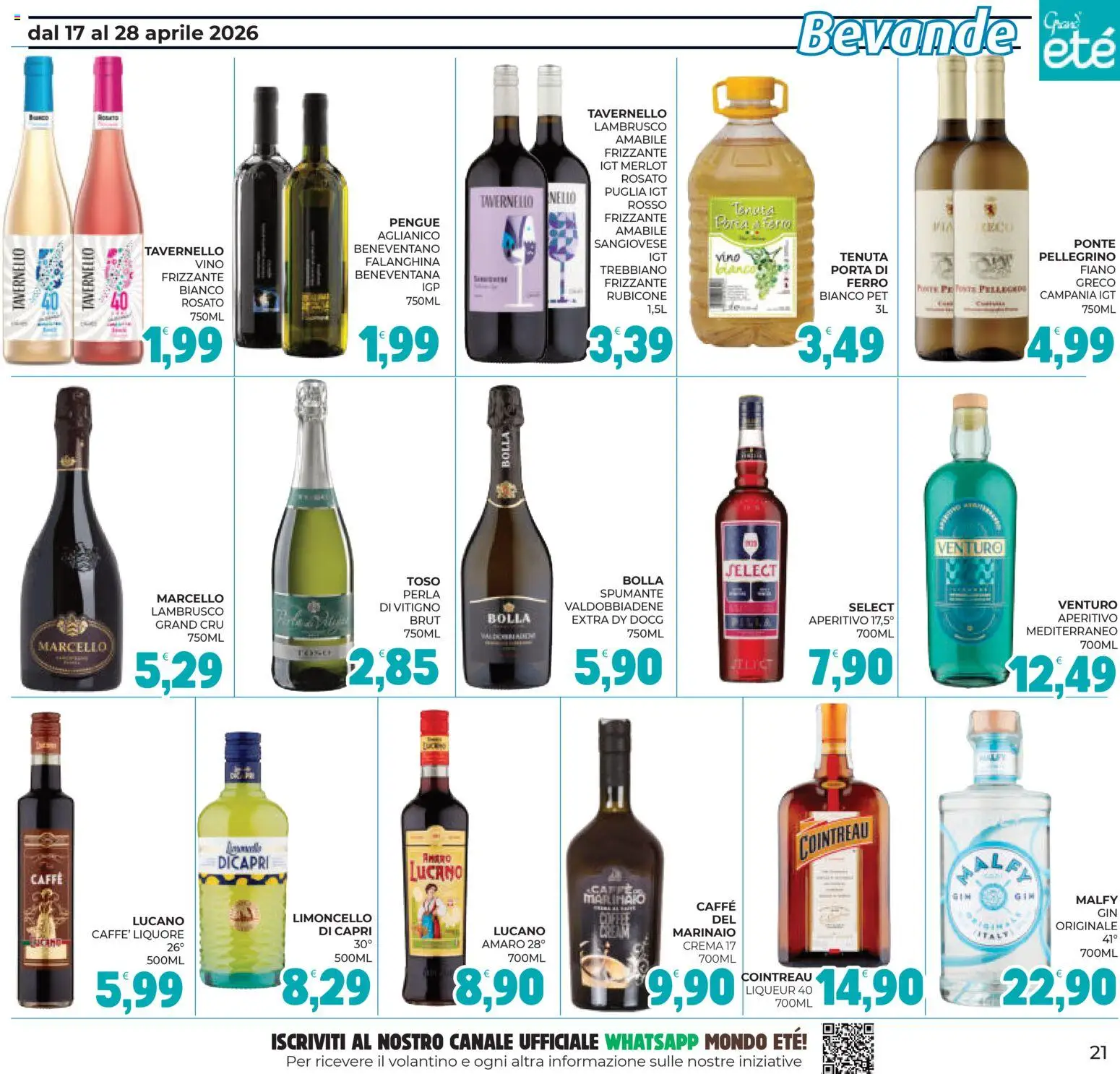 Volantino Eté del 17.04.2026 | Pagina: 21 | Prodotti: Crema, Limoncello, Liquore, Aperitivo
