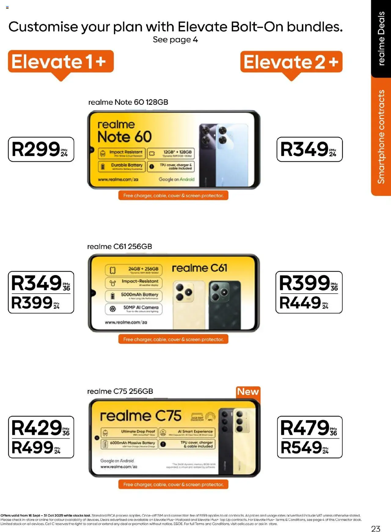 New Cell C catalogue – valid from 16.09.2025 | Page: 23 | Products: Sim, Cable, Charger, Stock