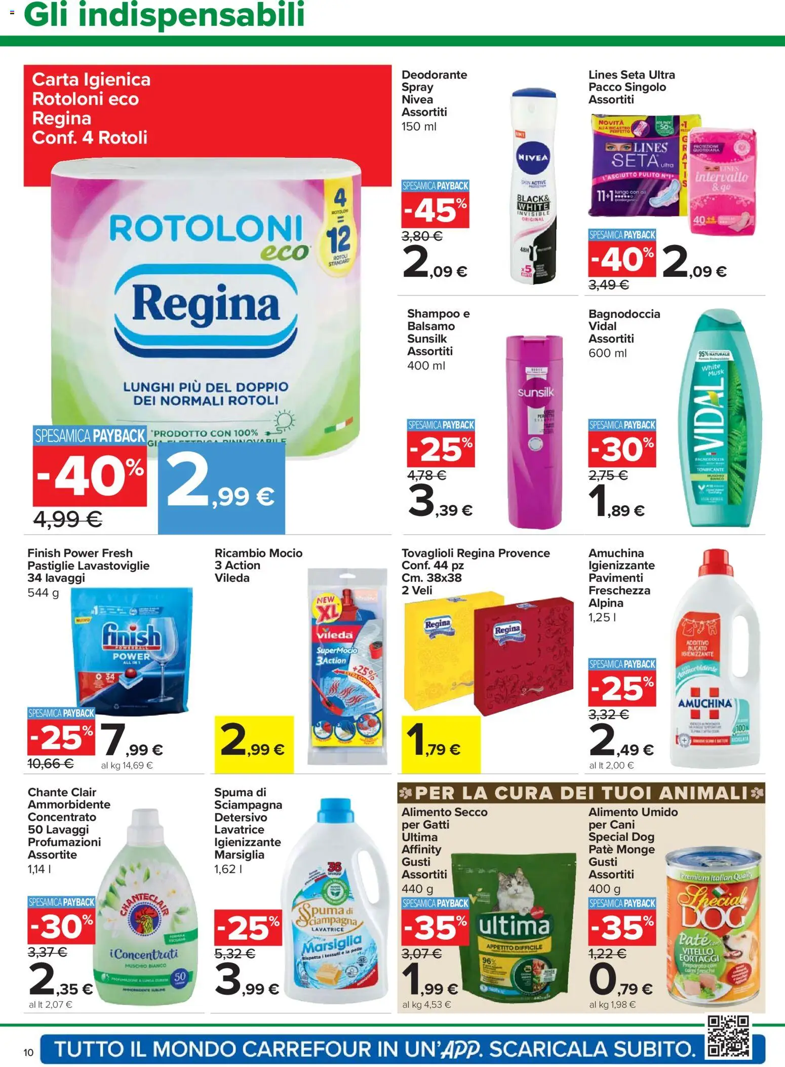 Volantino Carrefour del 08.04.2026 | Pagina: 10 | Prodotti: Shampoo, Carta igienica, Mocio, Vitello