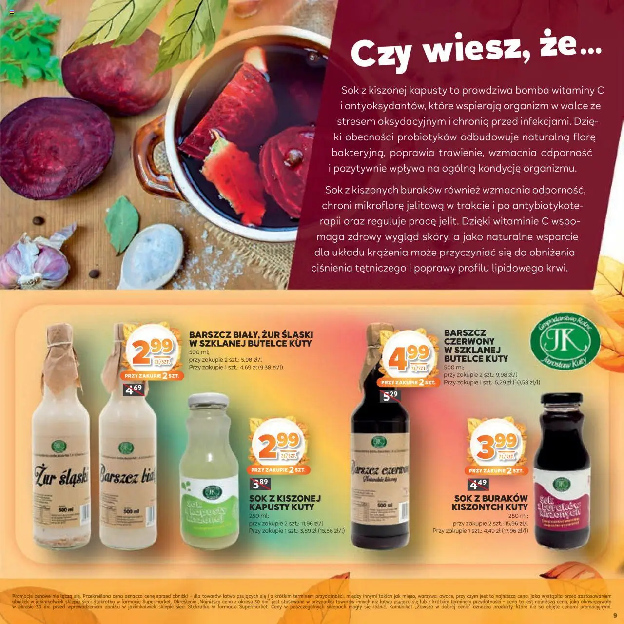 Stokrotka Gazetka - Jesiennie Inspiracje od 16.10.2025 | Strona: 9 | Produkty: Barszcz, Stokrotka, Sok z kiszonych buraków, Sok