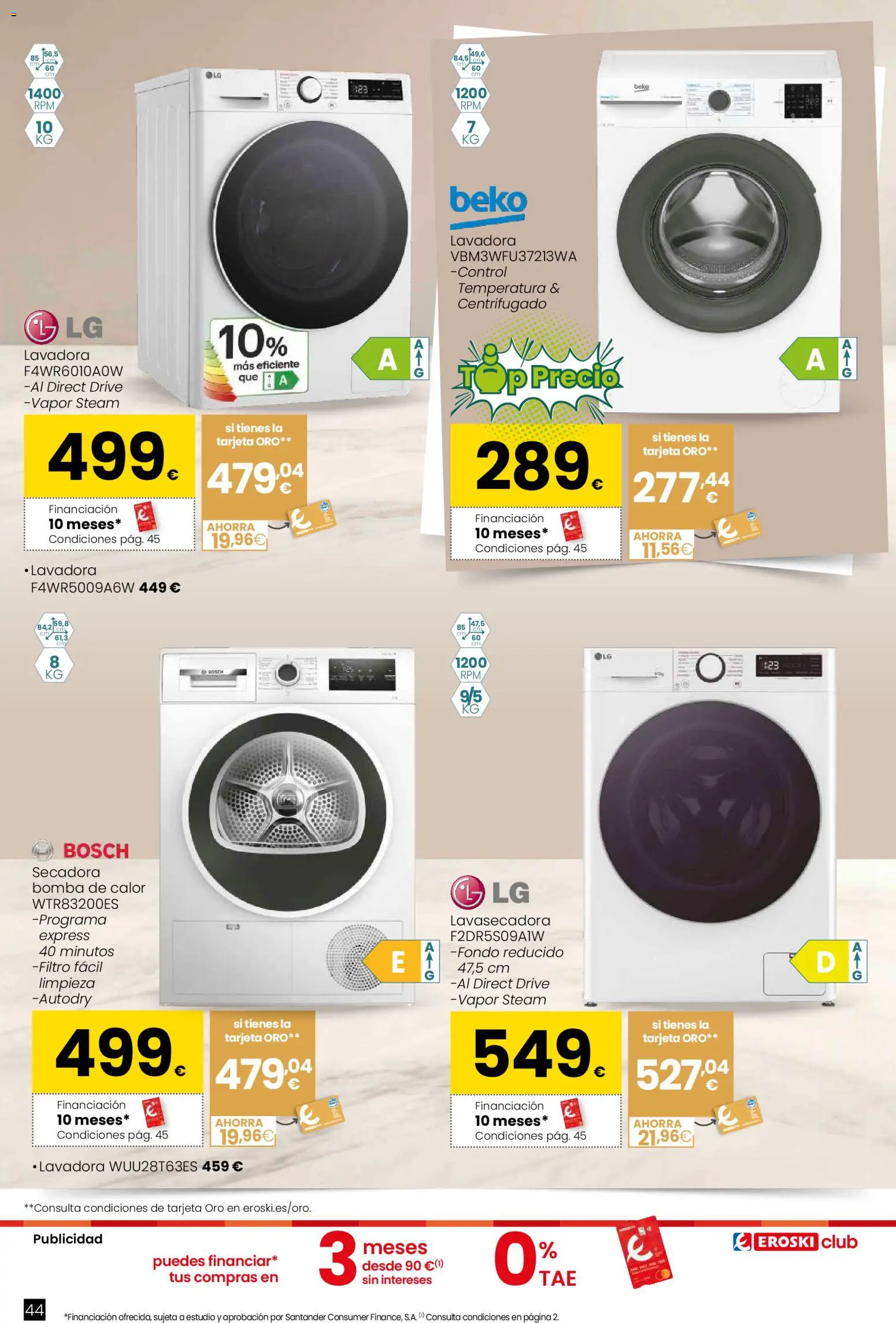 Eroski - Qué planazo │ válido desde el 26.03.2026 | Página: 44 | Productos: Lavadora, Secadora