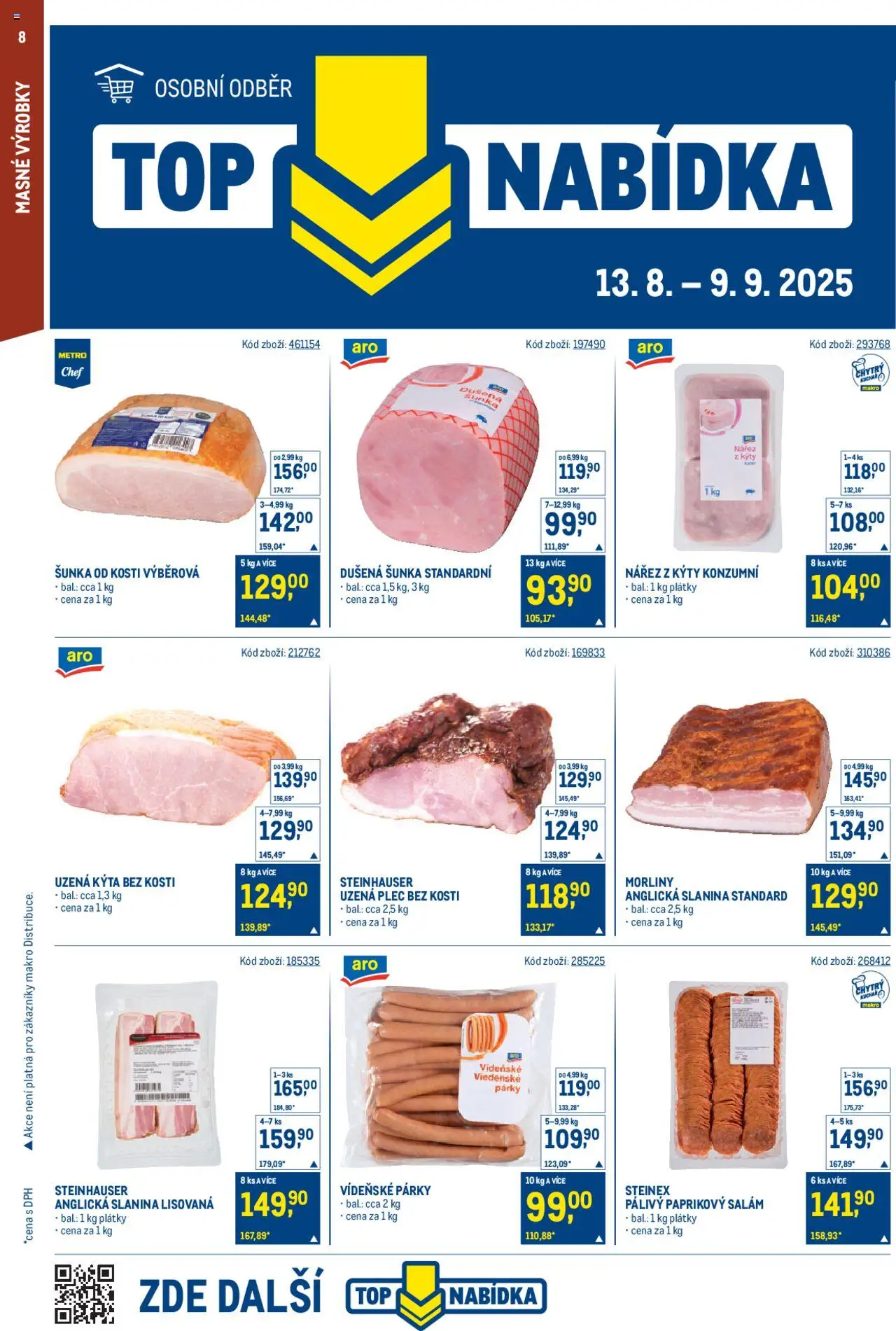Makro leták - Gastronomie od 13.08.2025 | Strana: 8 | Produkty: Šunka od kosti, Salám, Uzená kýta, Kýta bez kosti