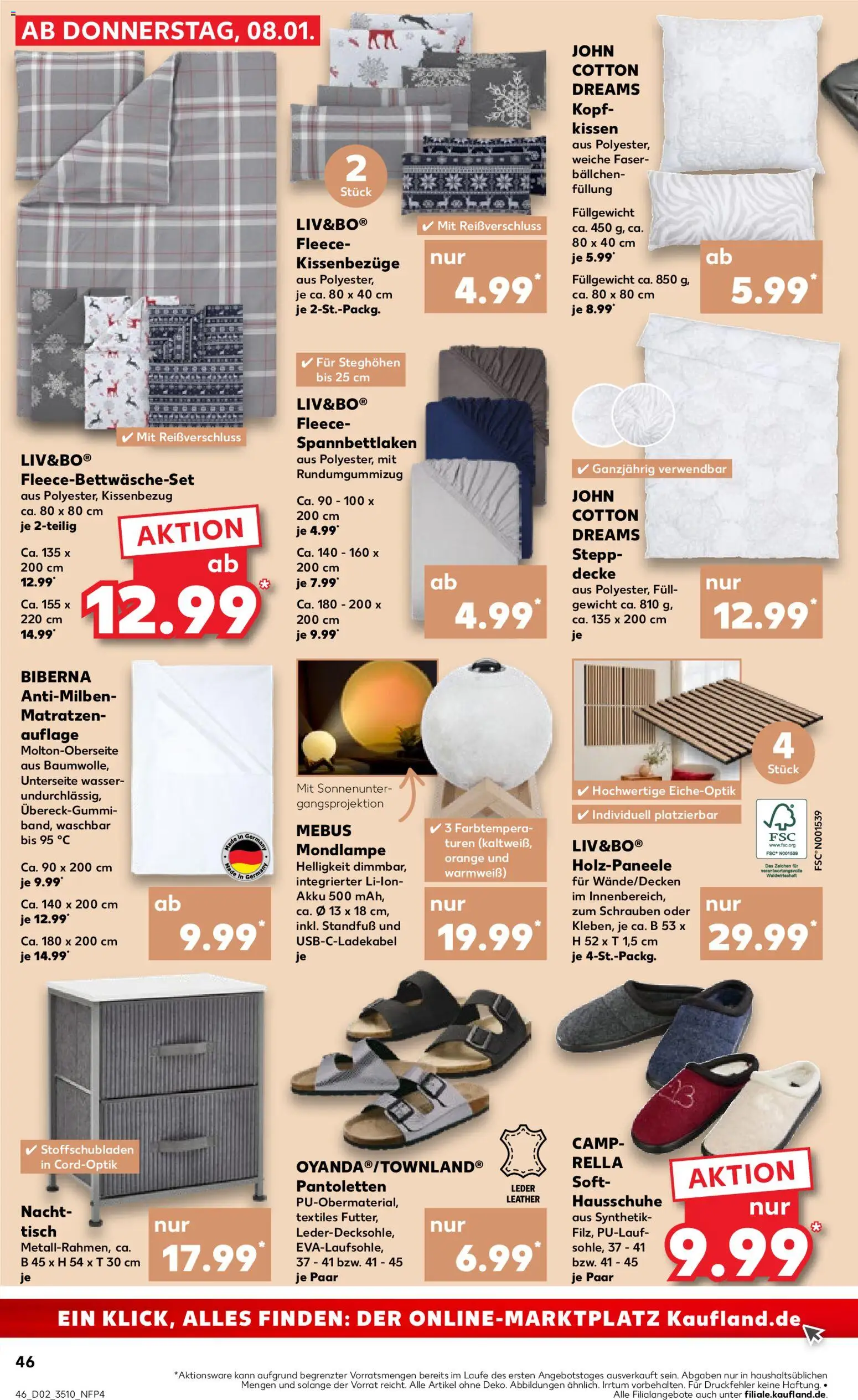 Kaufland prospekt Zeitz	 – gültig ab 08.01.2026 | Seite: 46 | Produkte: Kissen, Decke, Tisch, Wasser