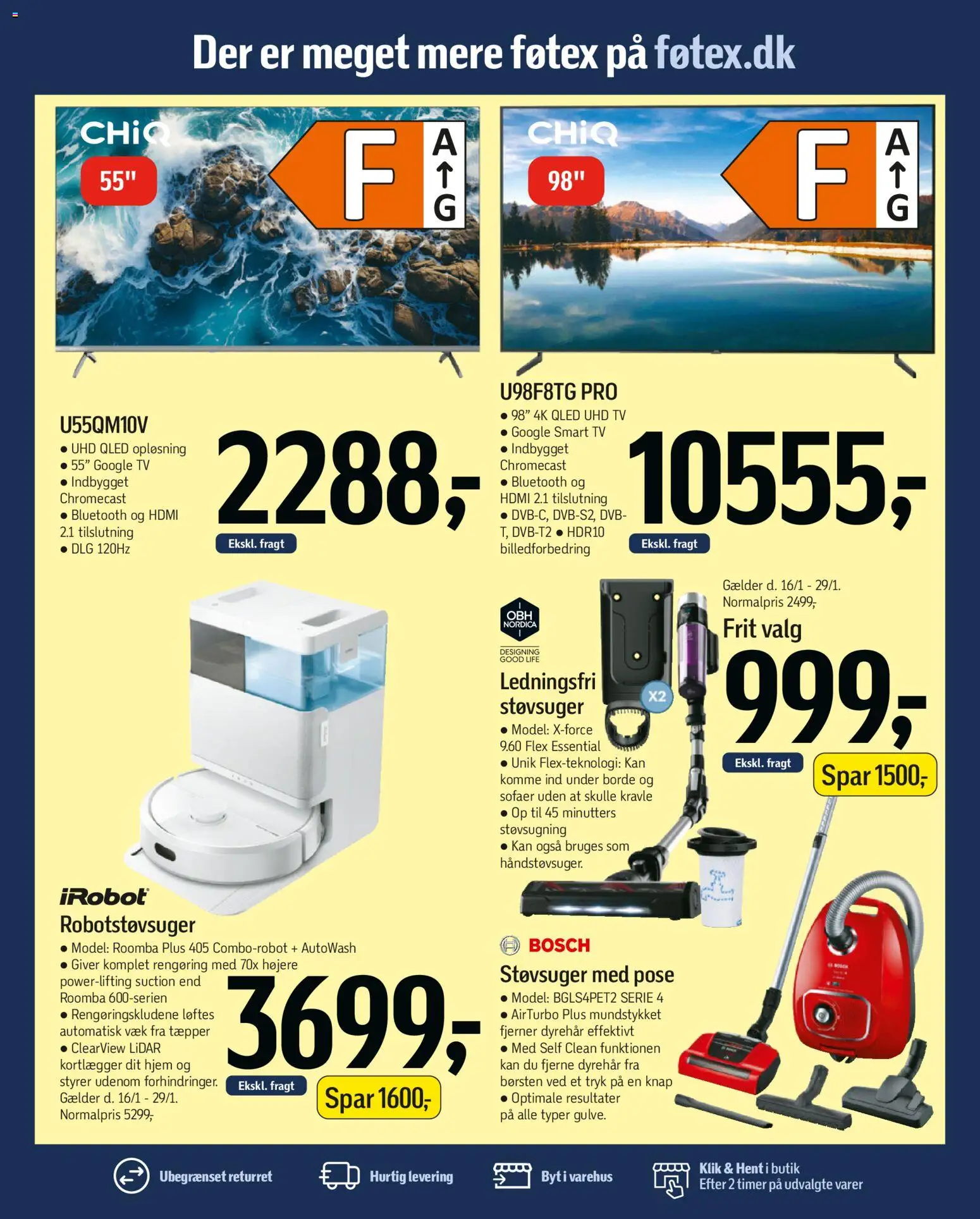 Føtex tilbudsavis – gyldig fra 16.01.2026 | Side: 66 | Produkter: Robotstøvsuger, Smart TV, Søm, Støvsuger