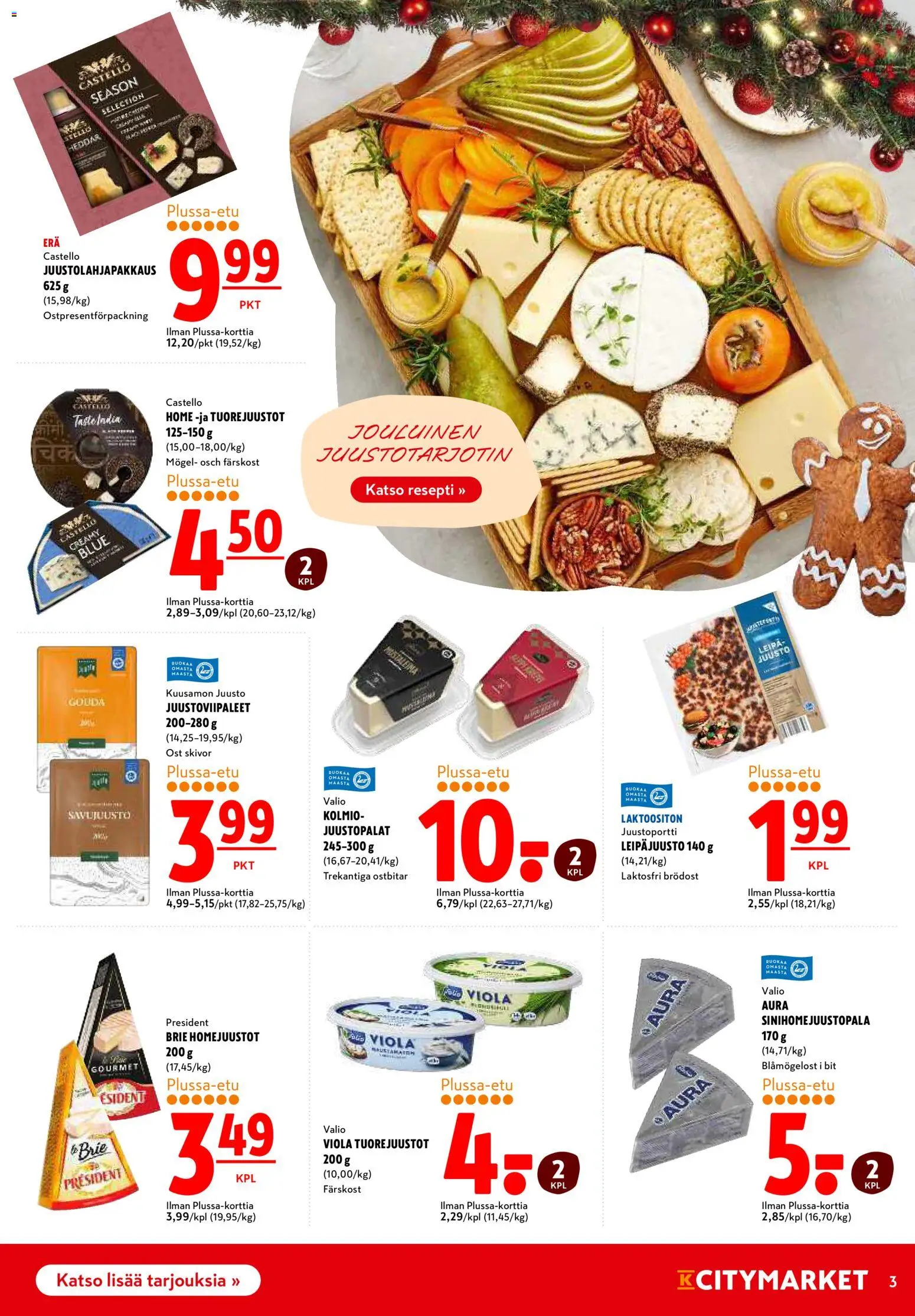 K-Citymarket tarjoukset – voimassa 18.12.2025 alkaen | Sivu: 3 | Tuotteet: Juusto, Leipä